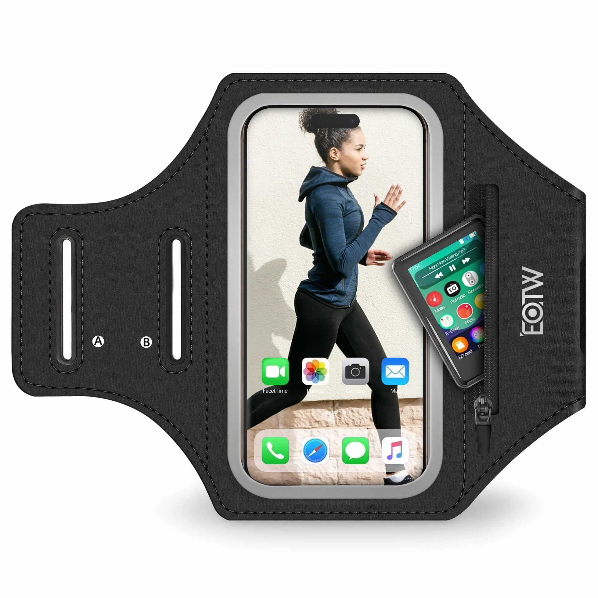 Bransoletka sportowa do joggingu z uchwytem na telefon etui Airpods MP3 iPhone 16/15/14/13 Pro Max Galaxy S24+/S23+/S22/S21 6,0-6,7 cala