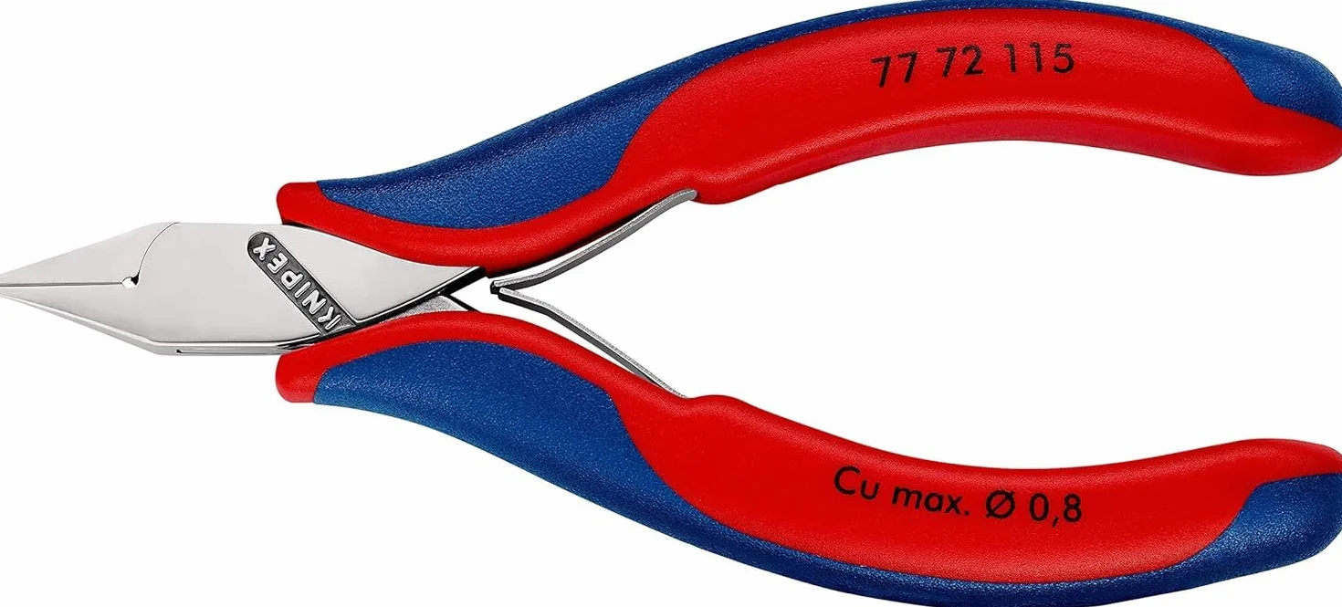 KNIPEX Szczypce tnące boczne dla elektroników ze złączem wsuwkowym z osłonkami wielokomponentowymi 115 mm, 77 72 115