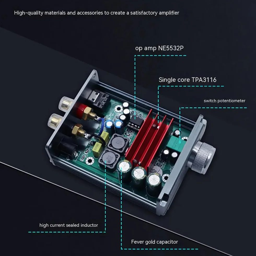 DollaTek 100W Mini wzmacniacz mocy do subwoofera TPA3116D2 Audio HiFi Czarny