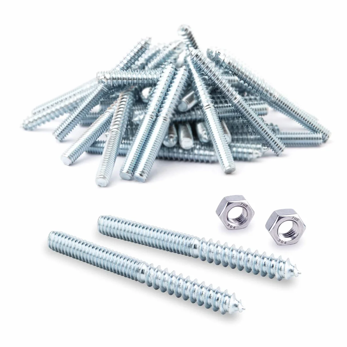 POWERTEC QHB1001 Śruby wieszakowe 5/16-18 x 7 cm, 50 sztuk z 2 szt. Nakrętki sześciokątne do montażu śrub