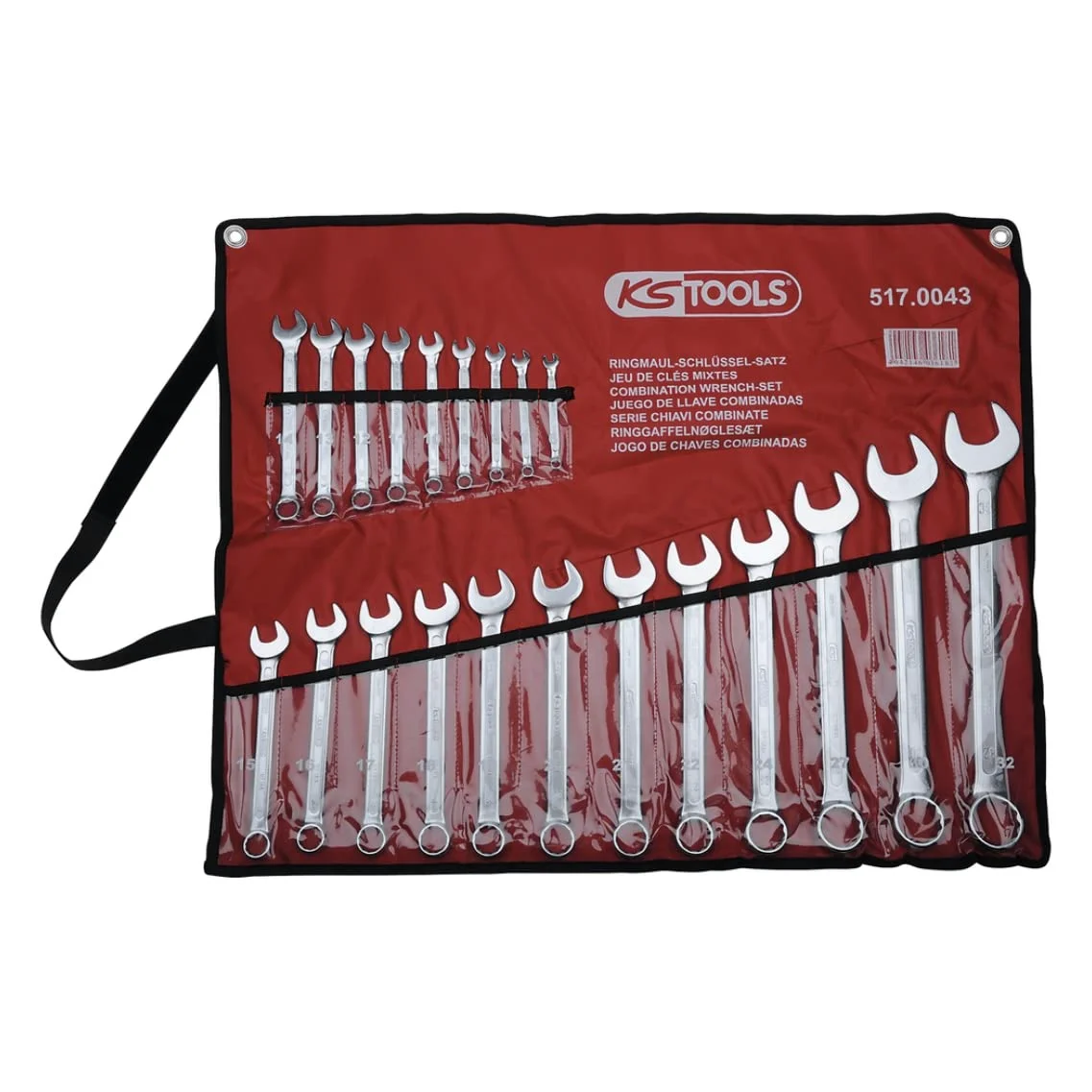 KS Tools 517.0043 Zestaw kluczy plasko-oczkowych,z odsadzeniem, 21-szt, 6-32mm