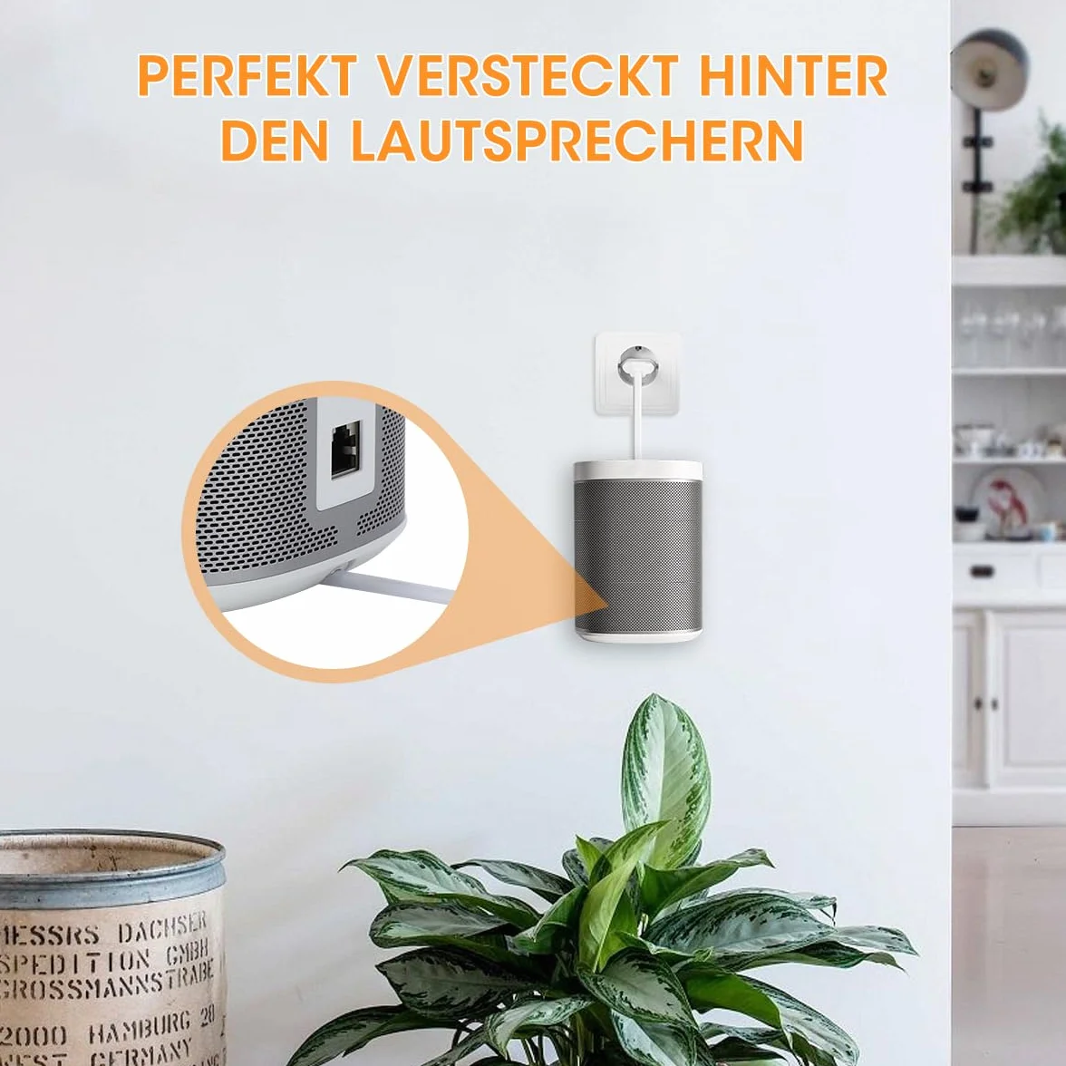 AIEVE Kabel zasilający 35 cm kątowy do SONOS Play 1 One SL ONE WLAN EU szaro-biały