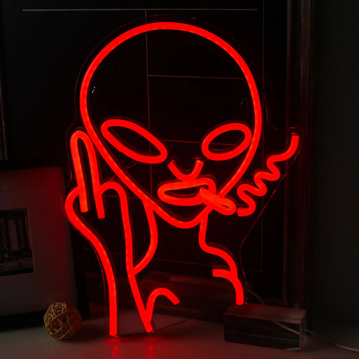 Oznakowanie Alien Neon Światła do dekoracji ścian, USB Dekoracyjne Led Neon znaki Novel Red Alien Neon znaki dla domu Pokój Dzieci Bar Klub Sypialnia Party