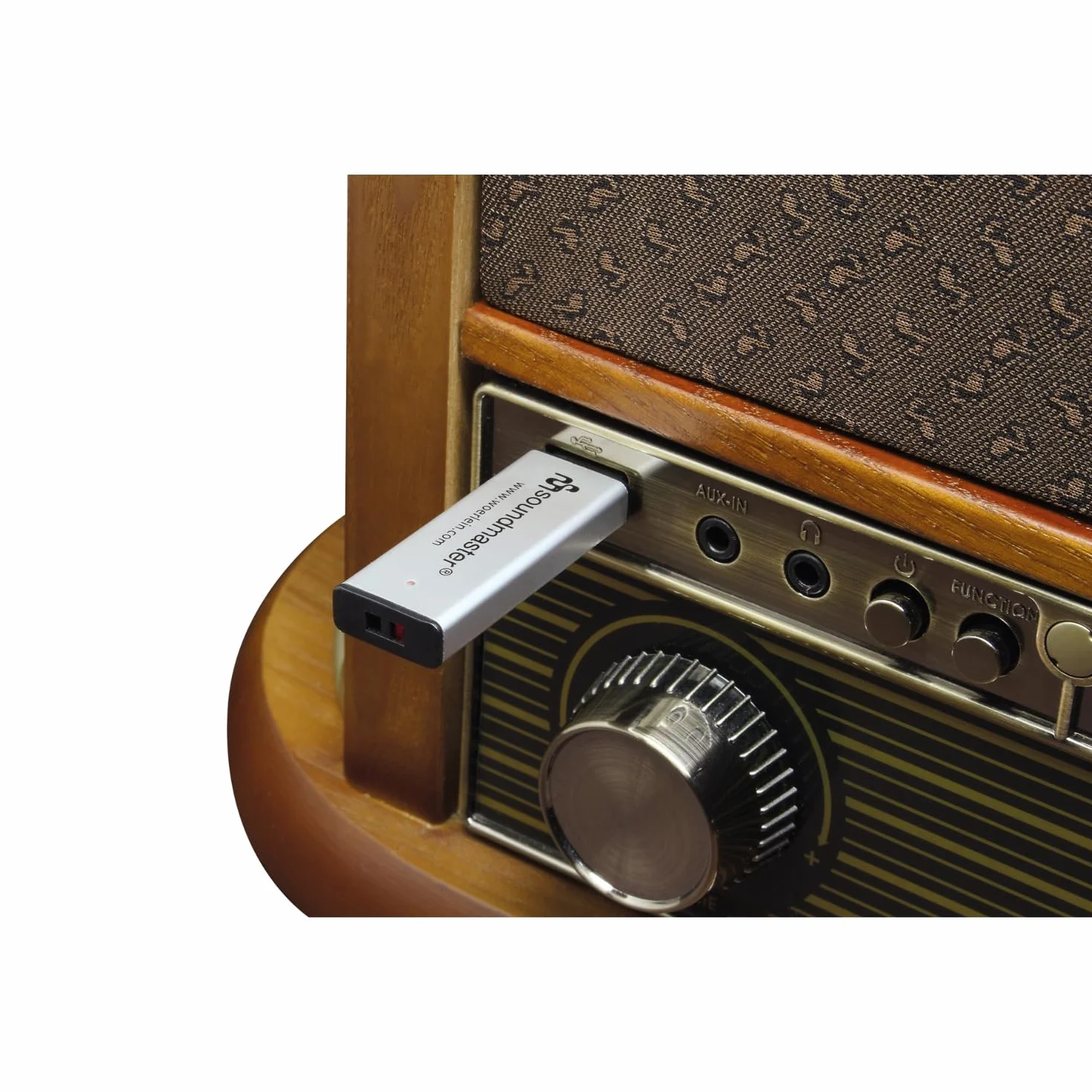 Soundmaster NR566BR Nostalgie Stereo DAB+ FM radio cyfrowe z gramofonem wraz z systemem odbiornika dźwięku magnetycznego Audio Technica, CD/MP3, USB, kaseta, Bluetooth i kodowanie retro