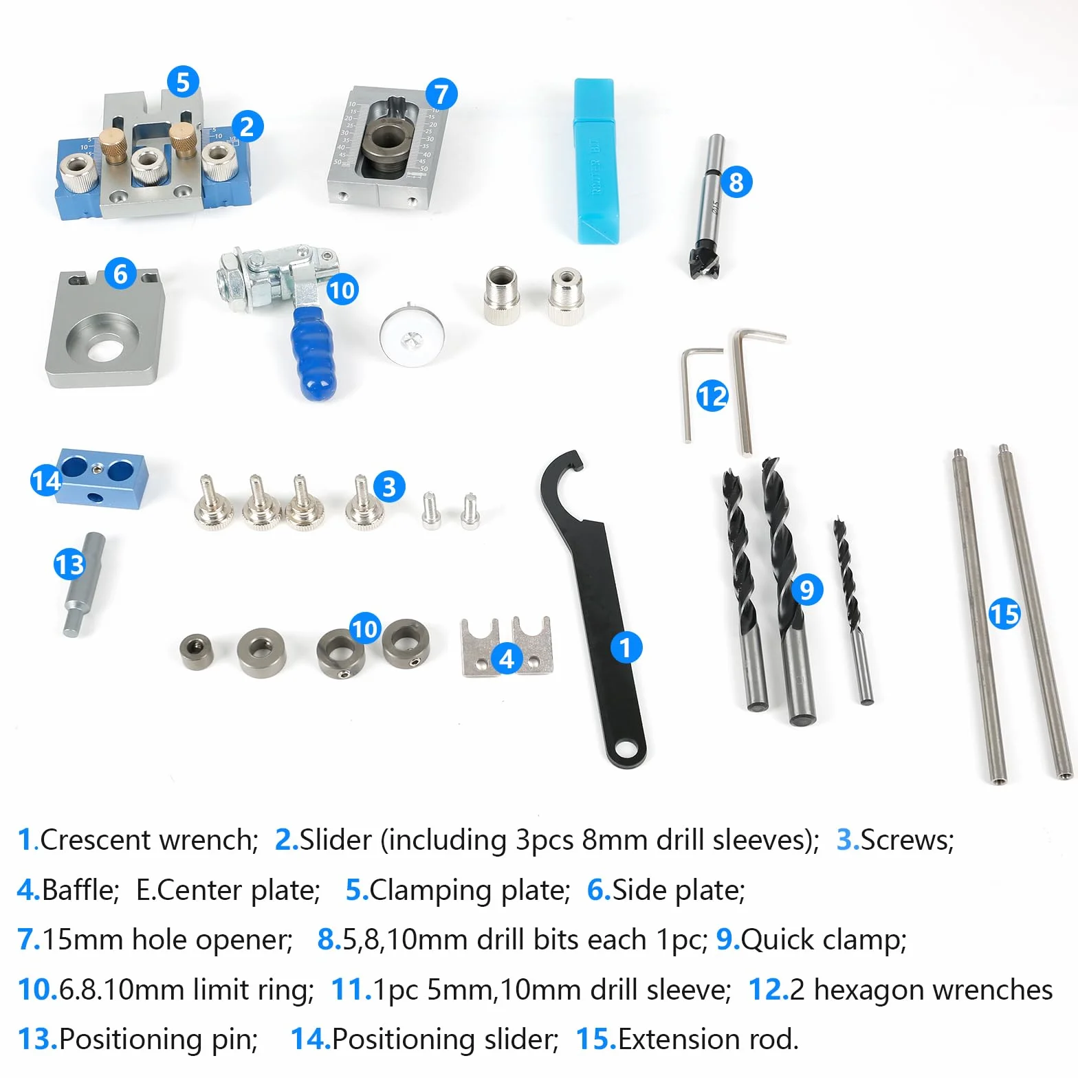 Model wiertła 5/8/10/15 mm, zestaw do wiercenia 3 w 1 z automatycznym centrowaniem, wielofunkcyjny, regulowany, narzędzie łączące do obróbki drewna