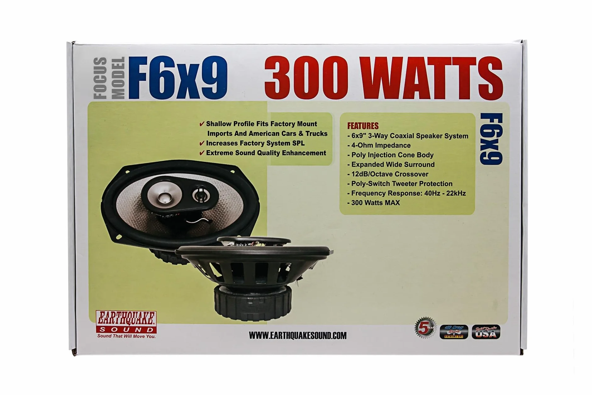 Earthquake Sound F-6X9 600W 3-drożne głośniki koncentryczne, para