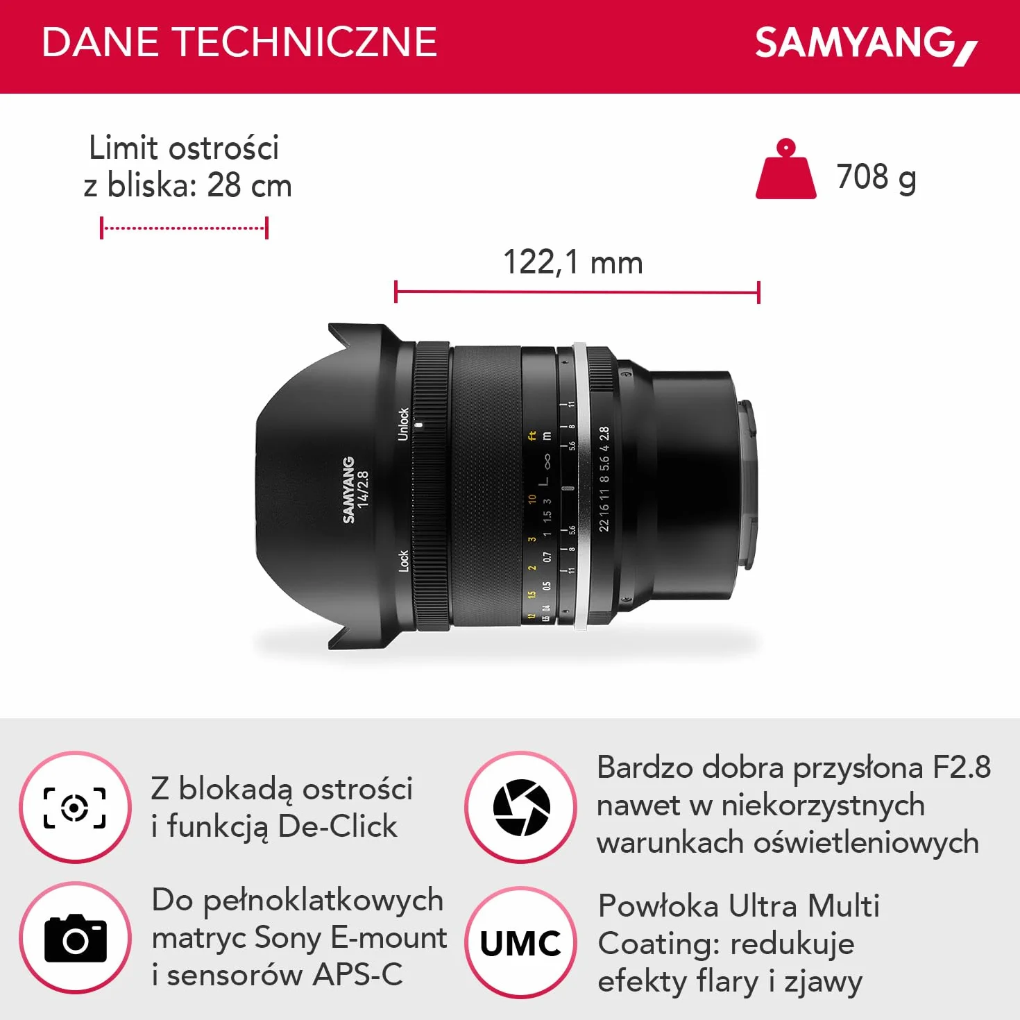 Samyang MF 14 mm F2,8 MK2 Sony E obiektyw szerokokątny stała ogniskowa pełny format APS-C