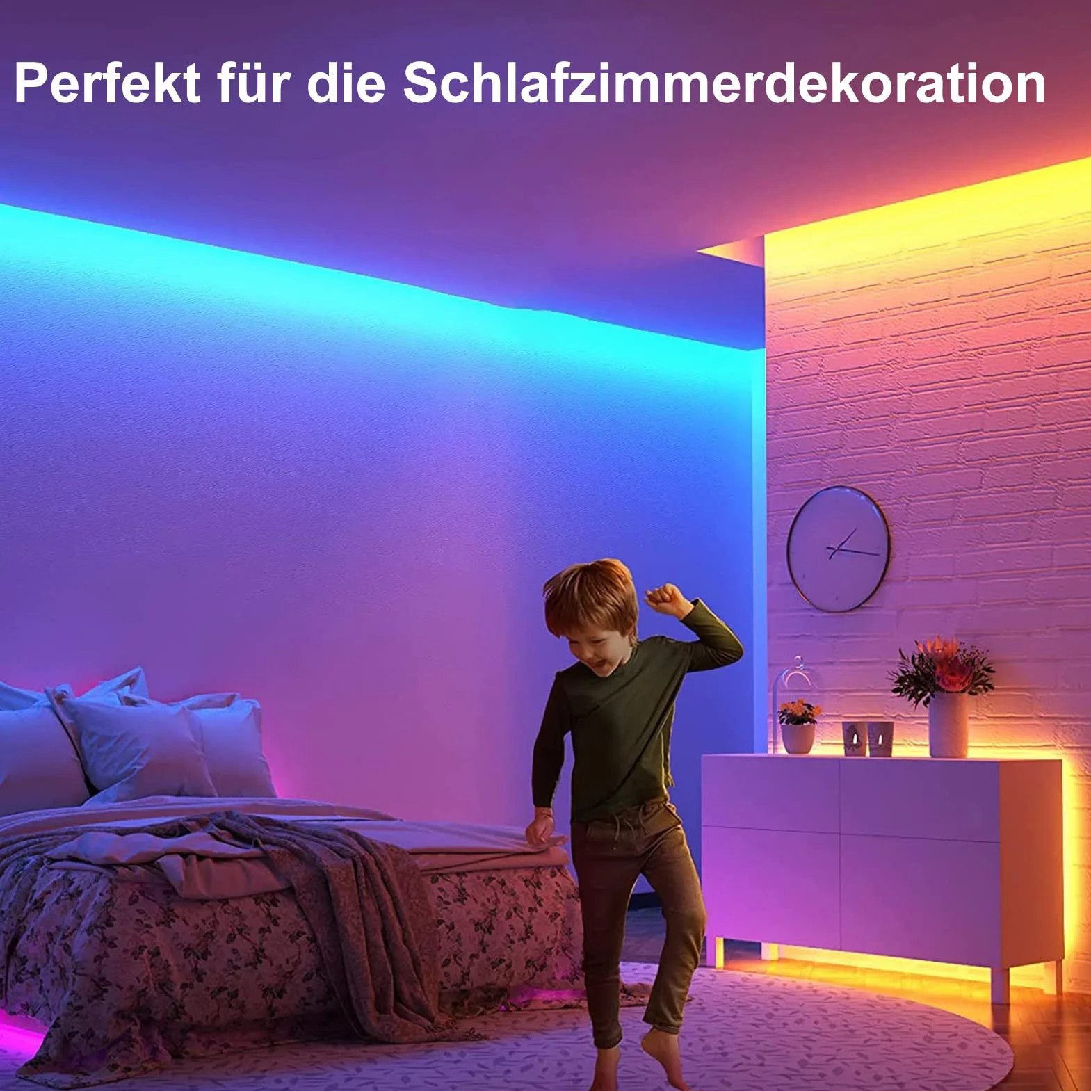 Taśma LED zasilana bateriami, 2 m, 60 diod LED RGB 5050, podświetlenie tła TV z pilotem zdalnego sterowania na podczerwień, wodoszczelne zewnętrzne listwy świetlne do sypialni w domu