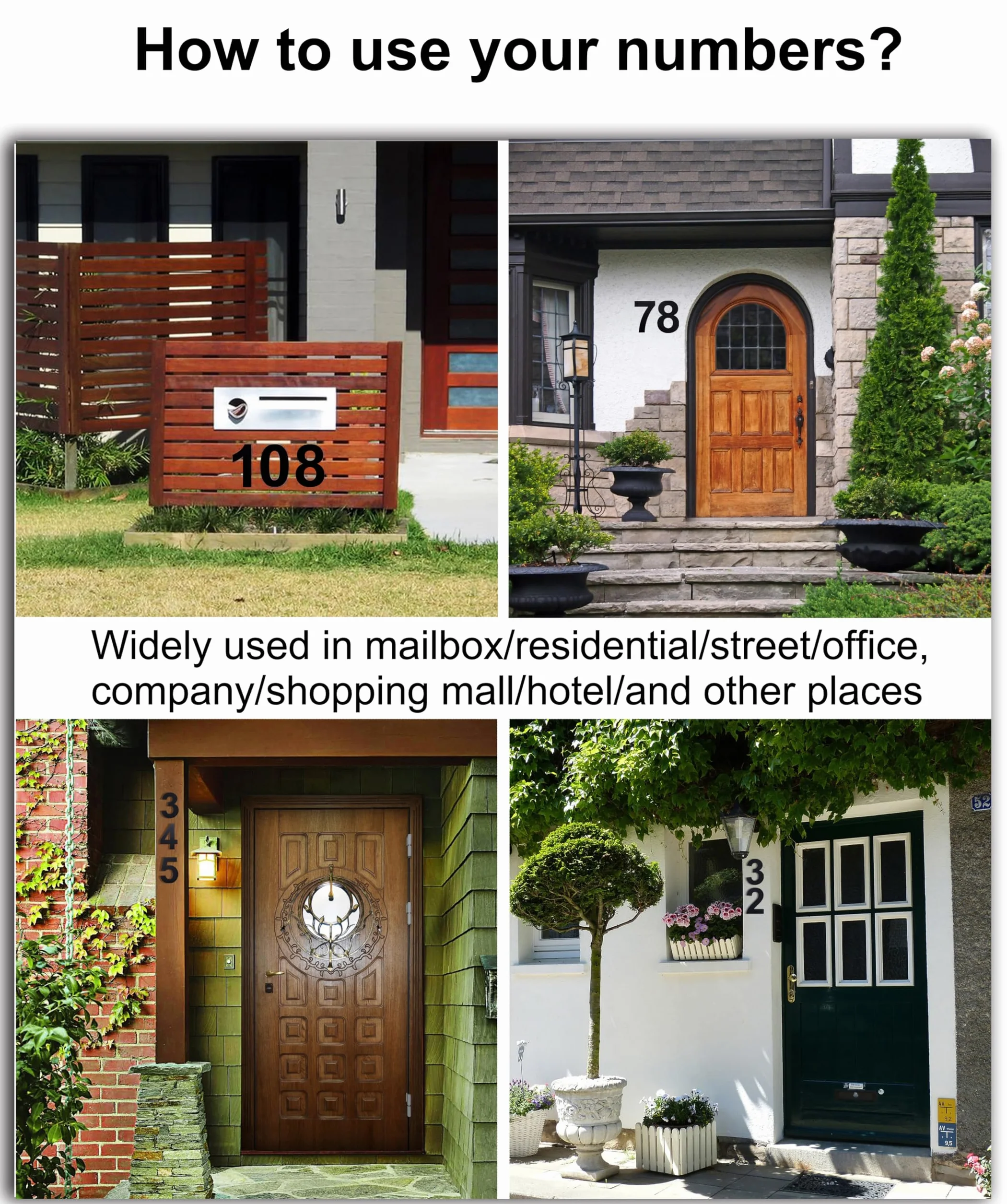 Numero Maison Nowoczesny numer domu - Wysoki 20,5cm /8in CZARNY - Szczotkowana stal nierdzewna, pływający wygląd, łatwy w montażu i wykonany z solidnych SUS304(4)