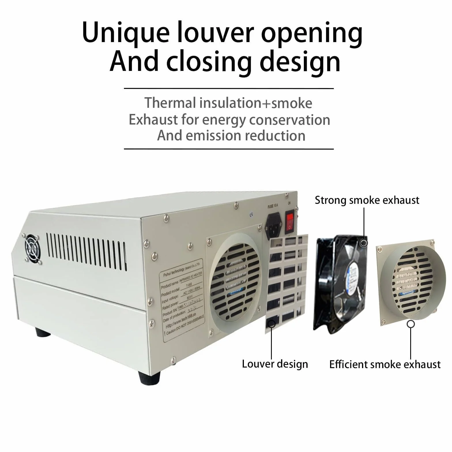 Stacja lutownicza 800 W, piekarnik wstępny z 8 profilami temperatury, T962-V2.0, czas cyklu 1-8 minut, 220 V, 7,1 x 9,2 cala do naprawy układu scalonego
