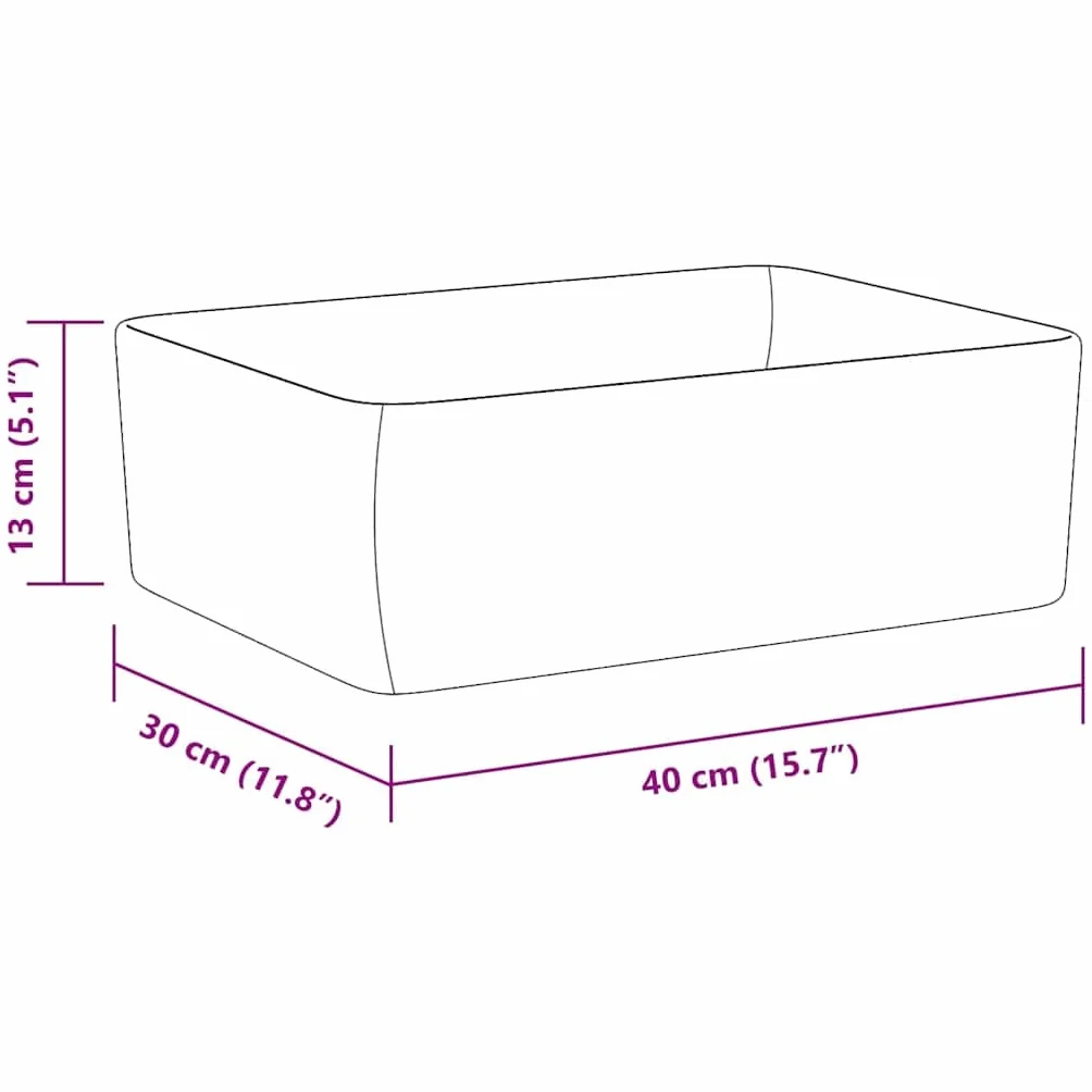 Umywalka 40x30x13 cm Ceramic White | Umywalka do montażu, otwór spustowy 4,5 cm, łatwy do czyszczenia, do łazienki lub toalety