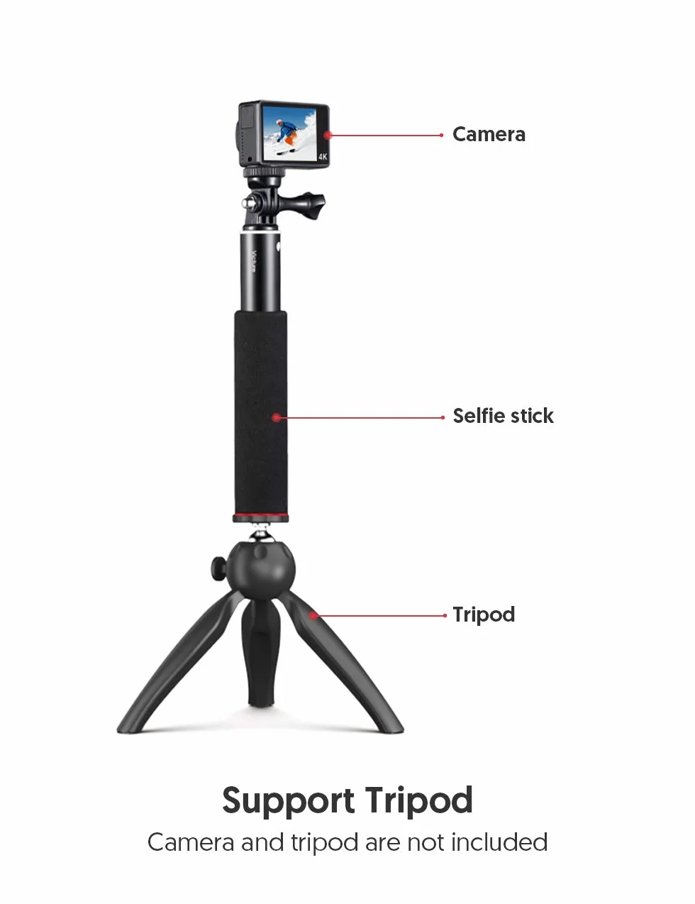 WOLFANG statyw do kamery Action Cam, kompatybilny z GoPro/DJI/Surfola/Apexcam
