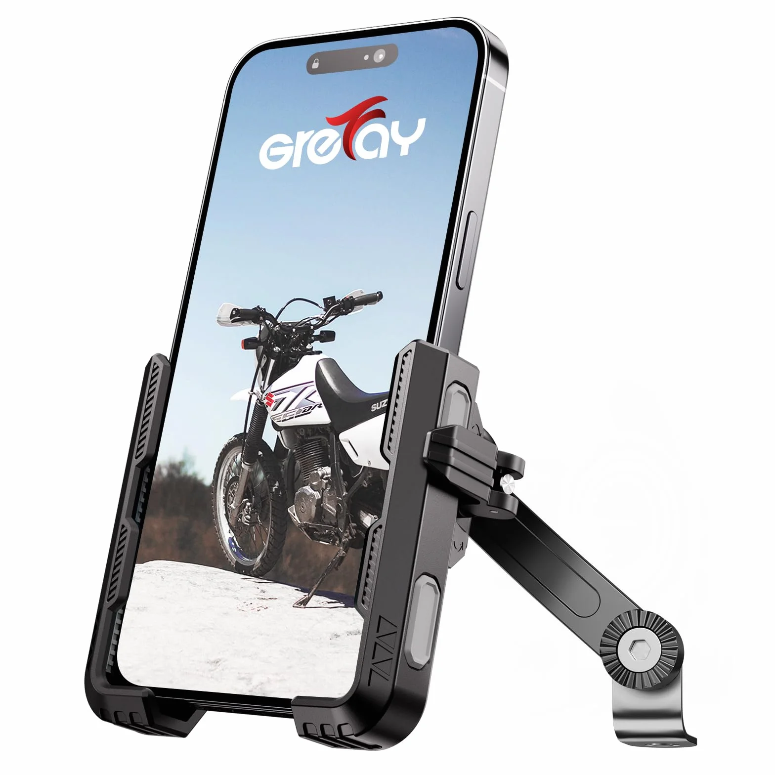 Grefay Uchwyt na telefon motocyklowy podwójne tłumienie wibracji obrot 360° do smartfona
