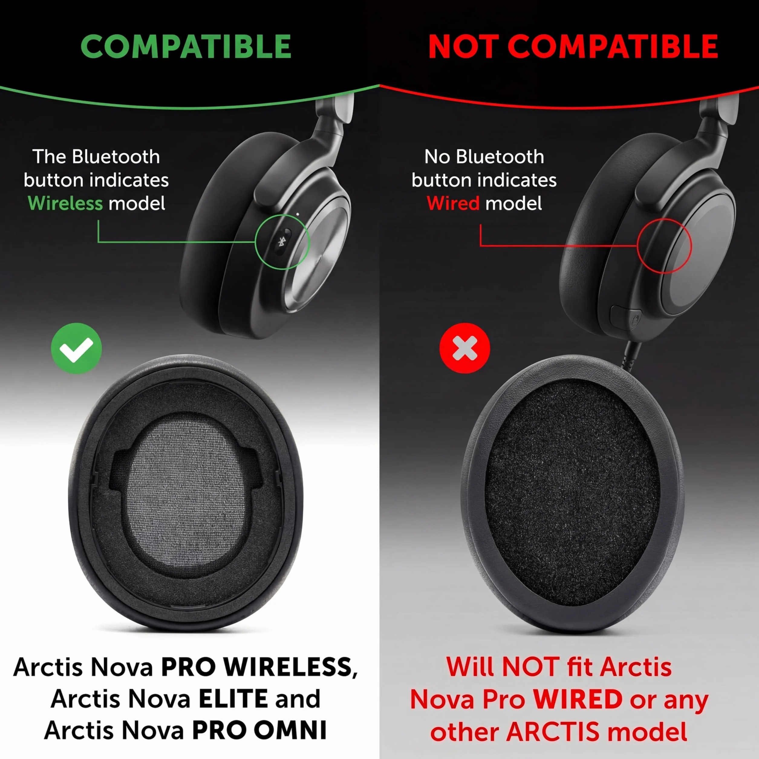 Wicked Cushions WC Freeze Nova Pro Wireless – chłodzące żelowe nauszniki do słuchawek Arctis Nova Pro Wireless, Nova Elite i Nova Pro Omni | Black