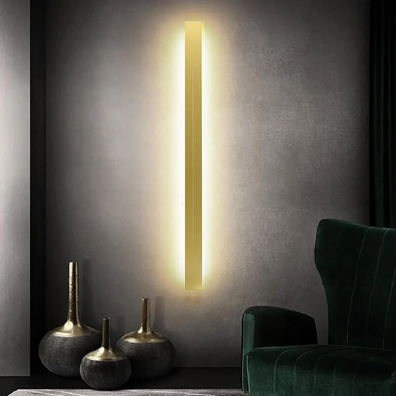 LED Kinkiety ścienne nowoczesne minimalistyczne długie kinkiety metalowe akrylowe wewnętrzne oświetlenie do sypialni nocnej salonu schody korytarz (czarny neutralny światło, 180 cm)