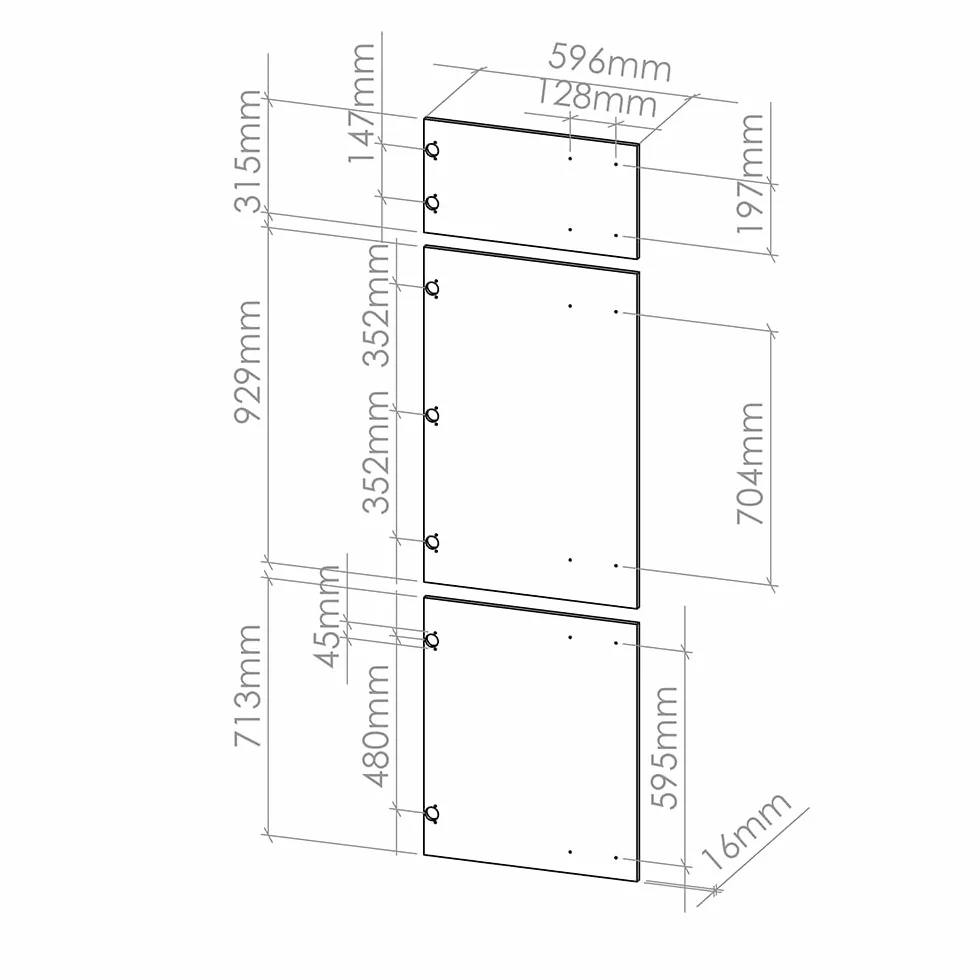 Vicco Front kuchenny "R-Line", Sonoma, 59.6 x 196 cm | front meblowy do szafki pod zabudowę lodówki, adapté aux armoires de cuisine R-Line pour une installation facile