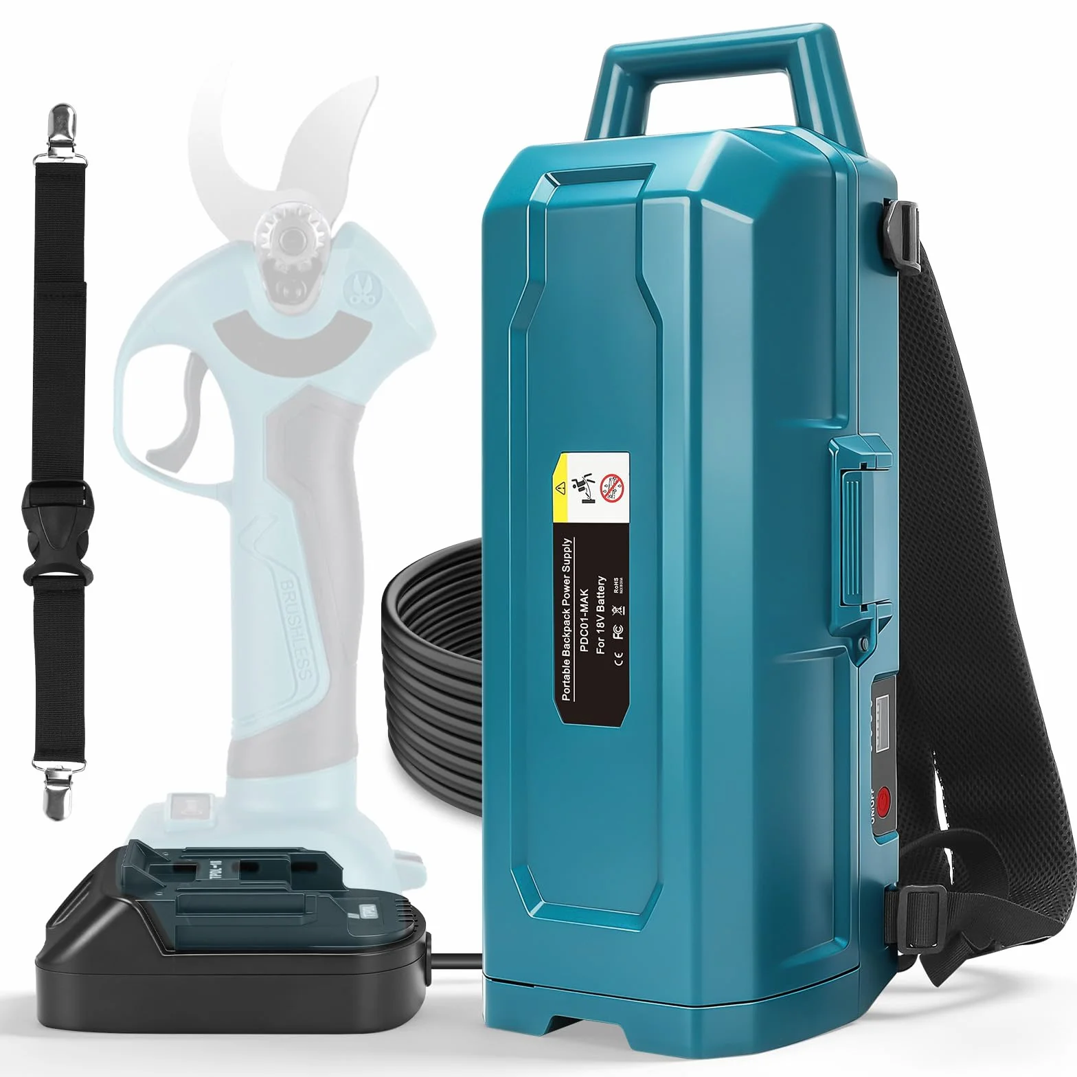 Przenośne źródło zasilania do Makita 18 V-21 V, 4-krotna stacja akumulatorowa, z kablem przedłużającym 1,2 m z wtyczką, energia zewnętrzna do elektronarzędzi Makita (bez akumulatora)