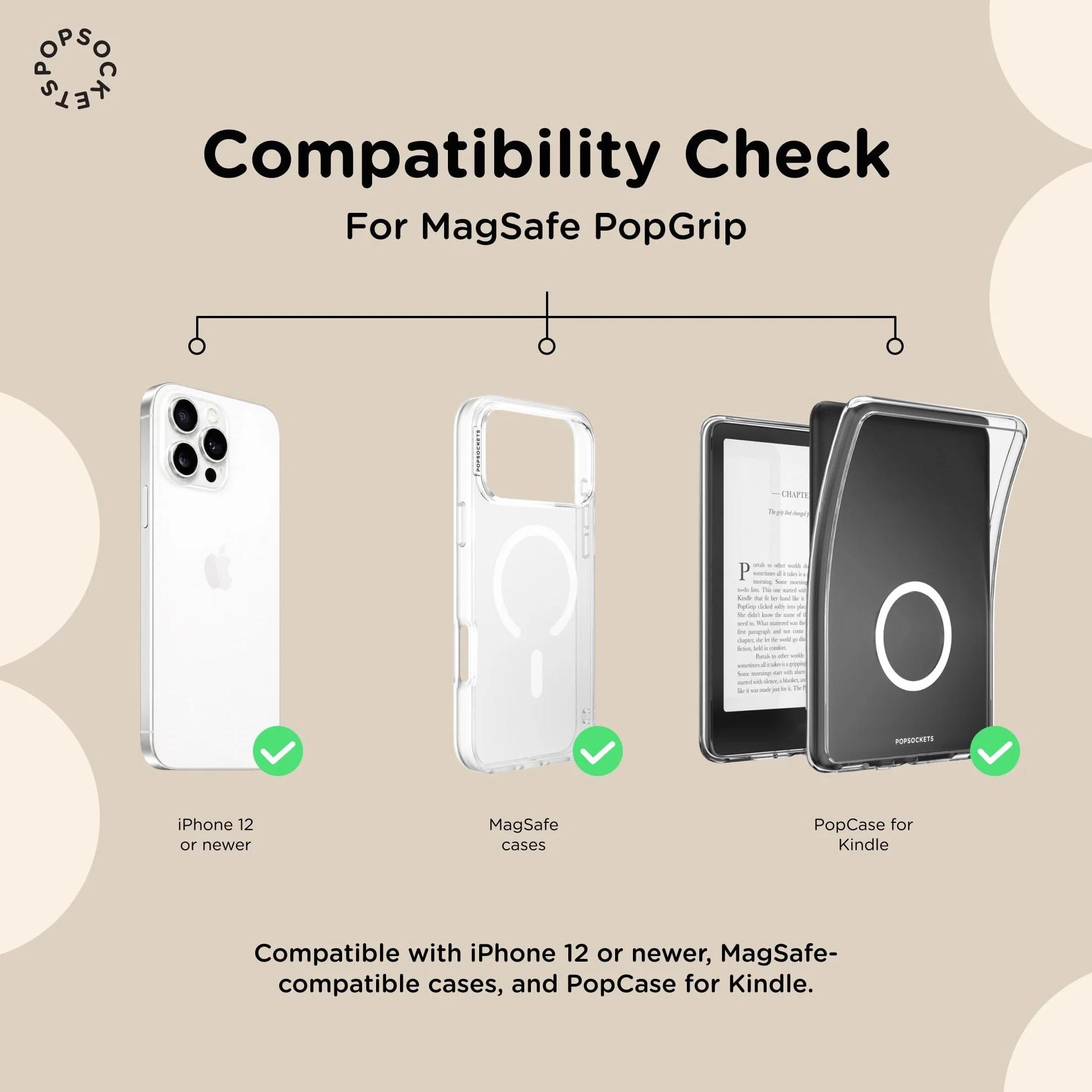 PopSockets: PopGrip Round do MagSafe – pierścień adaptera do MagSafe w zestawie – rozszerzany stojak na telefon i uchwyt z wymienną górną częścią do smartfonów i etui – kwiatowy relief
