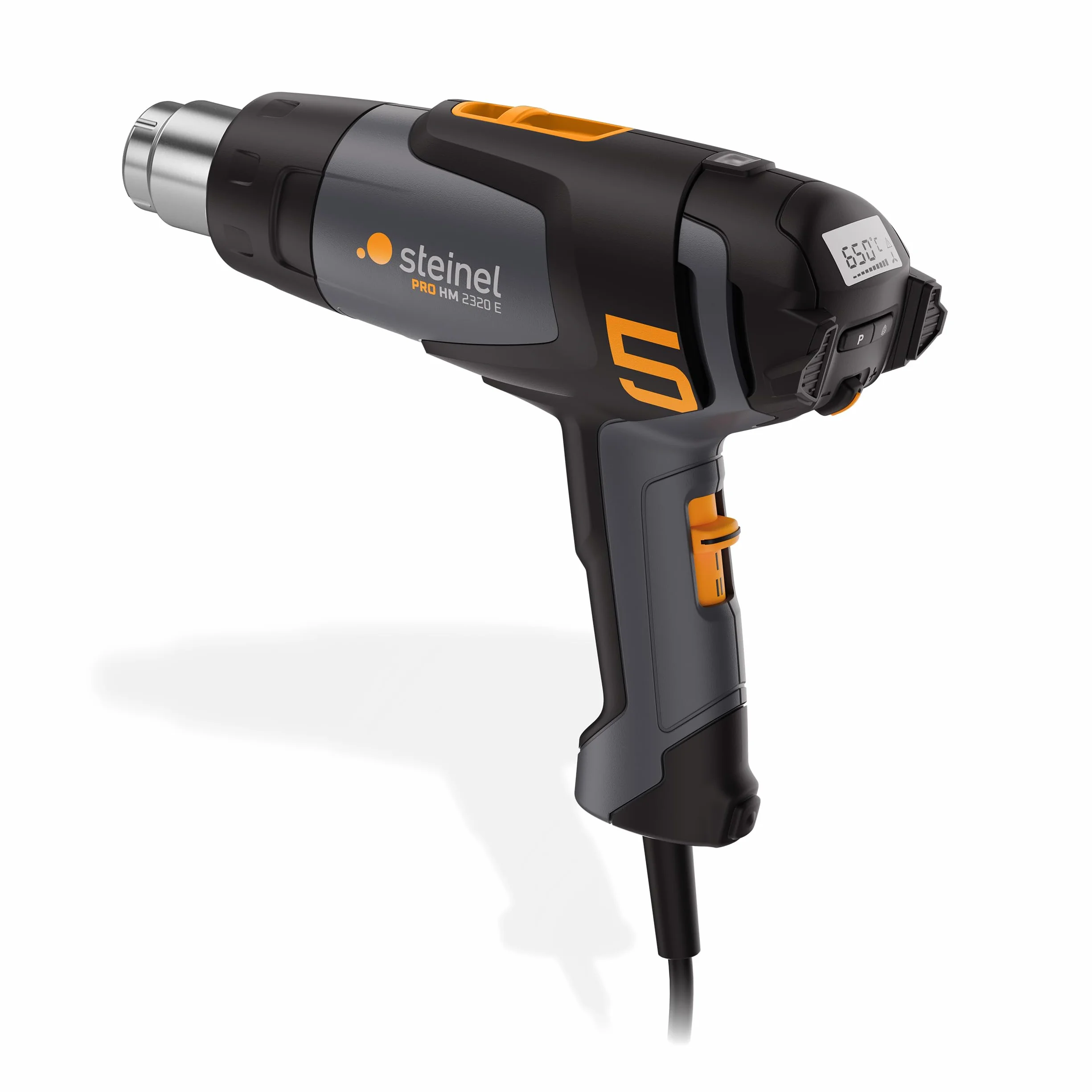 Steinel Pistolet grzewczy HM 2320 E, tryb ECO, pistolet na gorące powietrze 2300 W, 80°-650°C, wyświetlacz LCD, grzałka ceramiczna