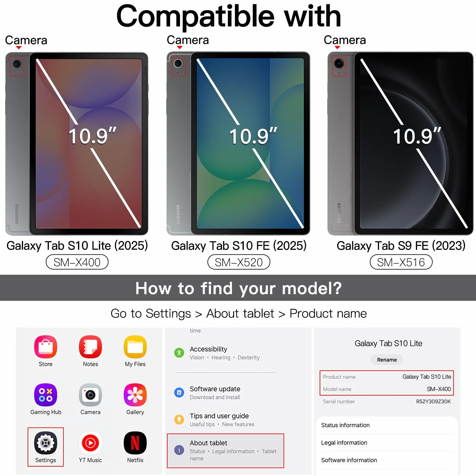 JETech Etui dla Samsung Galaxy Tab S10 Lite / S10 FE / S9 FE 10,9 Cala, Szczupły Półprzezroczysty Tył Składana na Trzy Części Folio Podstawkę Ochronną Osłona Tabletu (Srebrny)