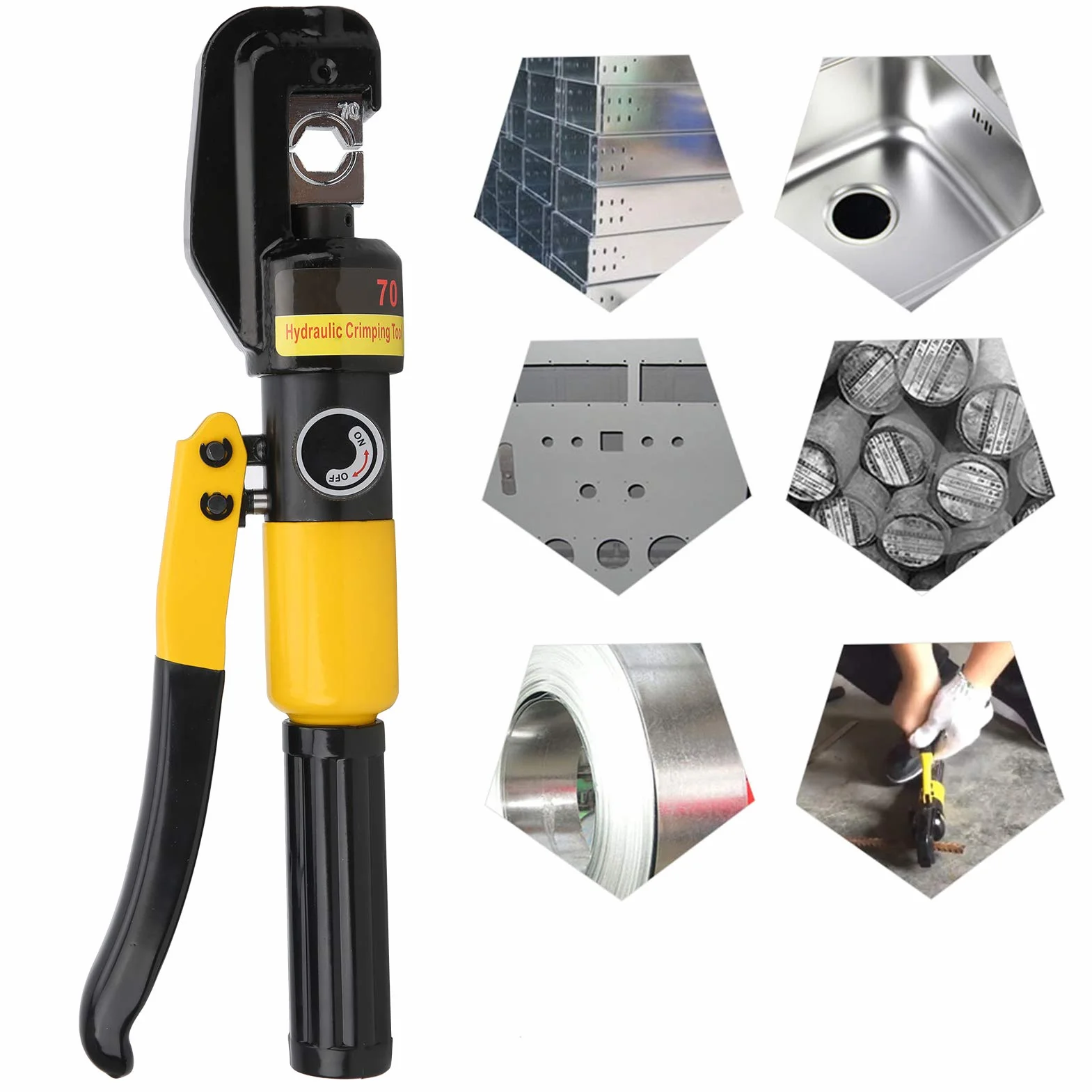 Szczypce hydrauliczne 6 ton Zintegrowane przenośne narzędzie do zaciskania ciśnieniowego z 16 szt. Form YQK70 do instalacji elektrycznych i hydraulicznych Konstrukcja stalowa