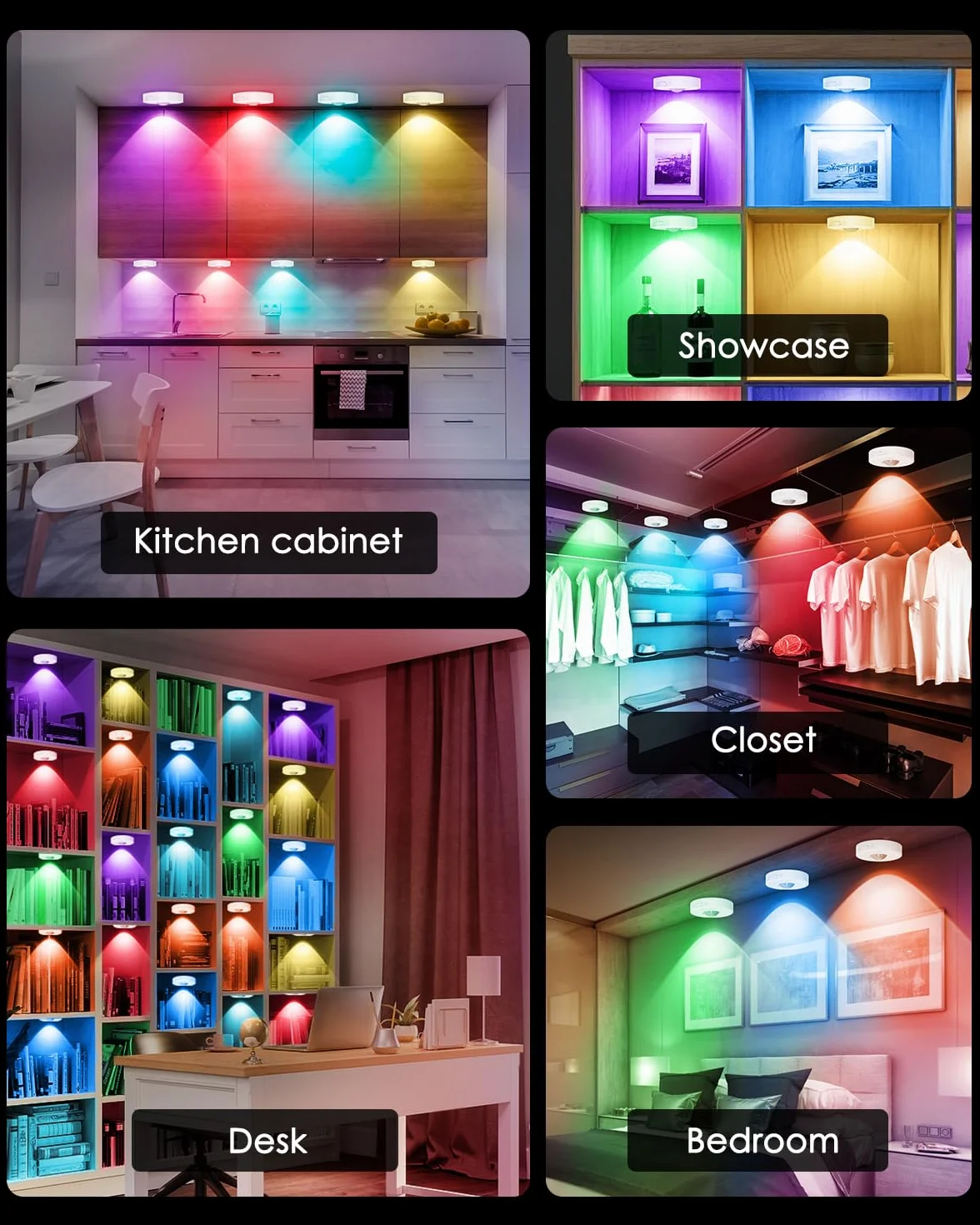 Lampki kuchenne podszafkowe z pilotem, lampka magnetyczna do szafy, ładowalne lampki RGB Puck z 3 temperaturami barwowymi, ściemnialne lampki nocne do sypialni, przedpokoju, schodów