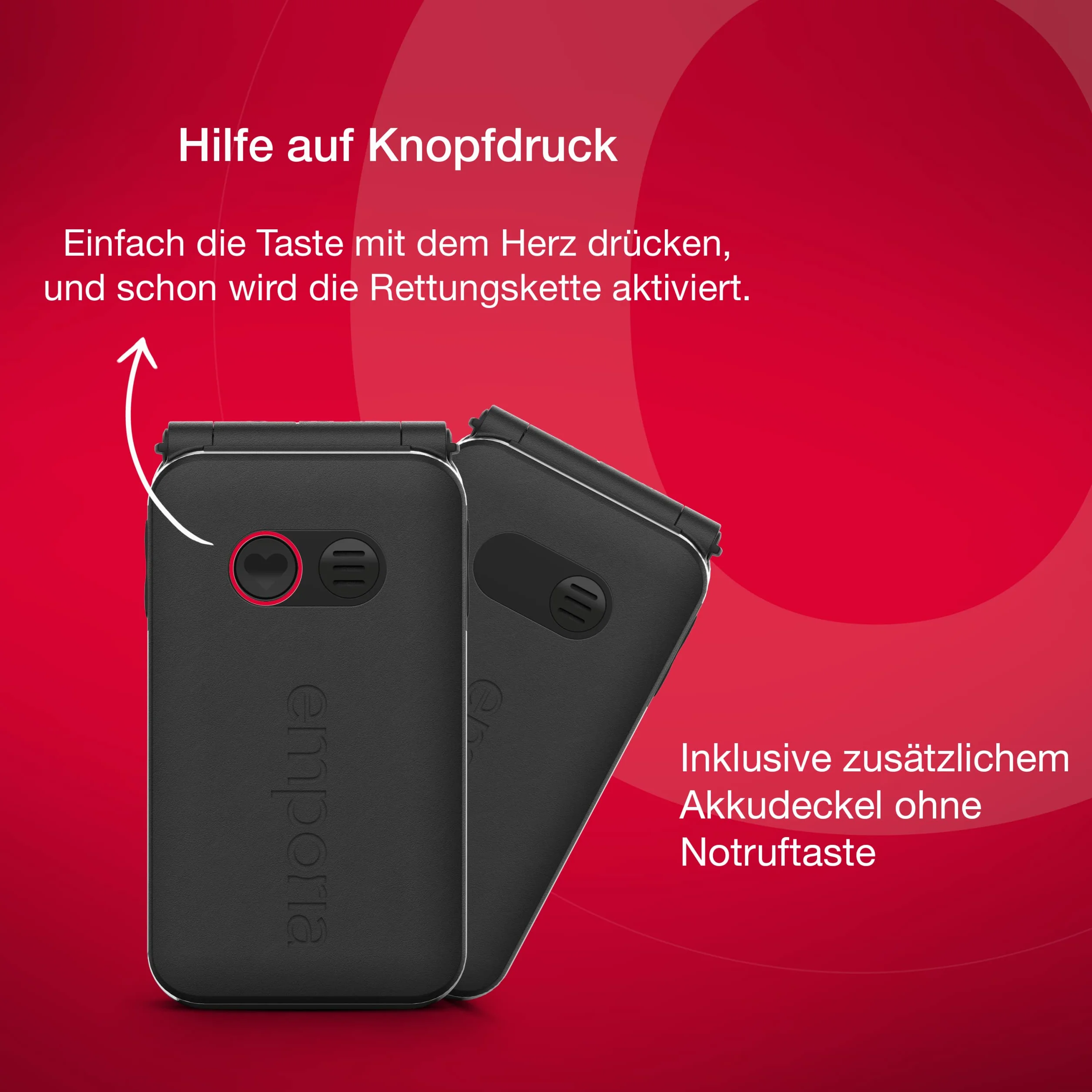 Emporia JOY-LTE telefon komórkowy 4G dla seniorów, duże przyciski, kolorowy wyświetlacz 2,8", czarny