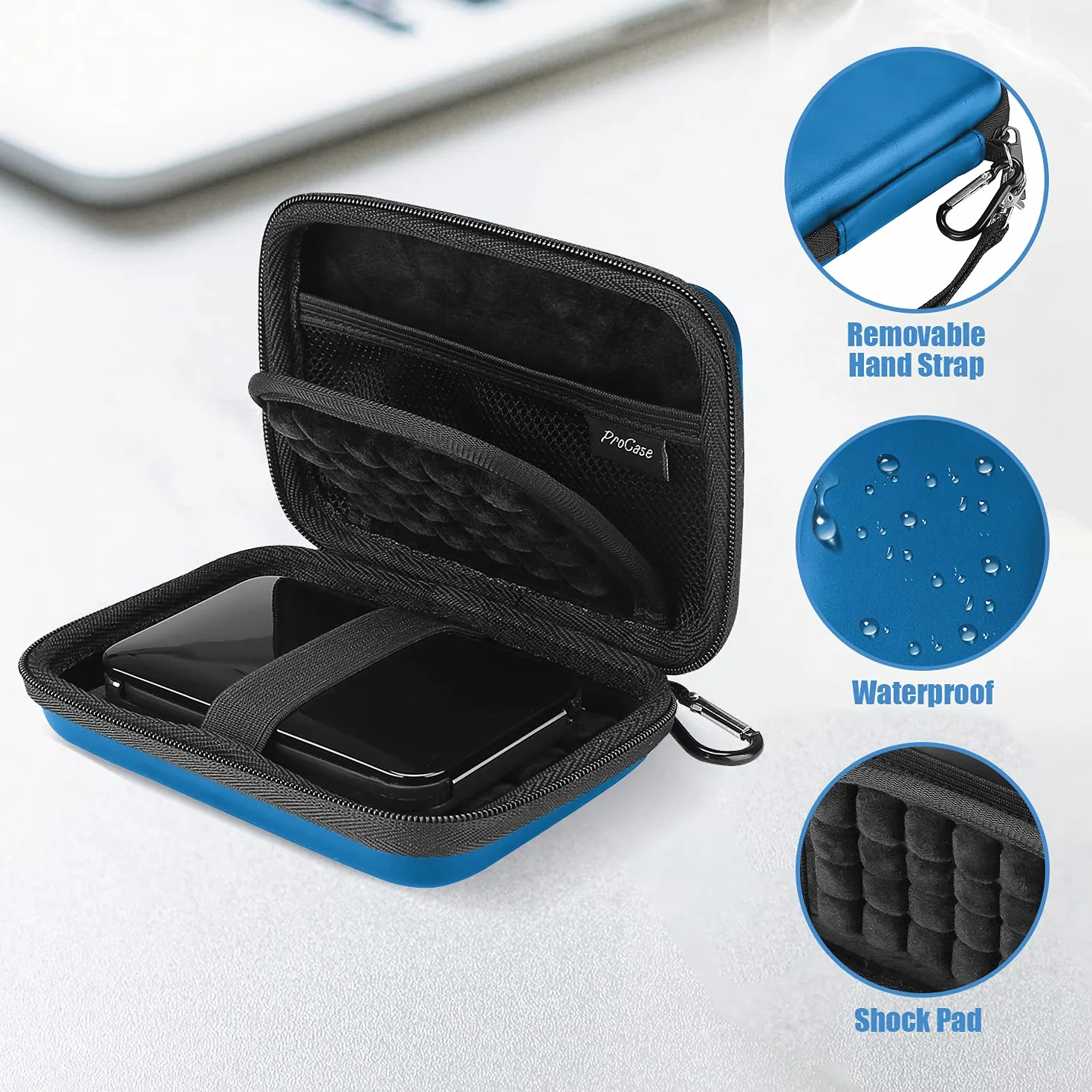 ProCase pokrowiec ochronny na dysk twardy 2,5" zewnętrzny przenośny futerał odporny na wstrząsy do WD Toshiba Canvio Seagate Samsung granatowy