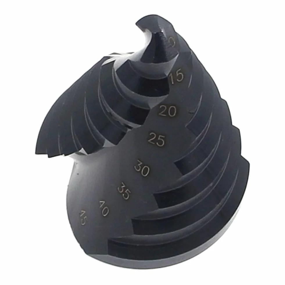 Wiertło stopniowe, wiertło stopniowe, 1 szt. 10-45 mm HSS Wiertło stopniowe Czarne azotowane Trójkątny trzonek Rozwiertak do drewna Rowkowany rdzeń Narzędzie do wiercenia