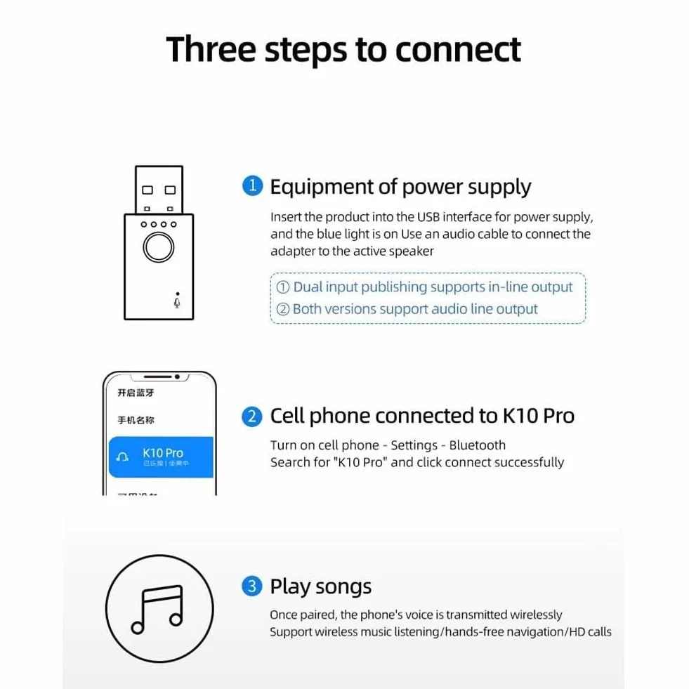 Odbiornik USB Bluetooth 5.1 adapter audio Bluetooth zewnętrzny nadajnik 4-w-1