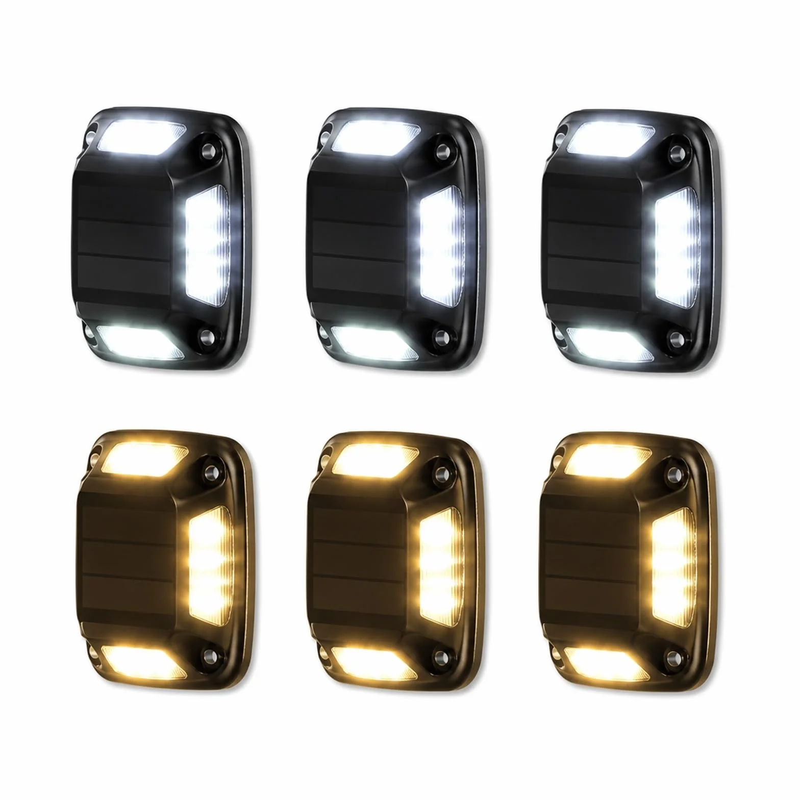 Lampy Solarne Naziemne, 4 Szt. Słoneczne Światła Dokowe 8 Diod LED Oświetlenie Podjazdu Na Zewnątrz do ścieżki tarasowej(Warm Light)
