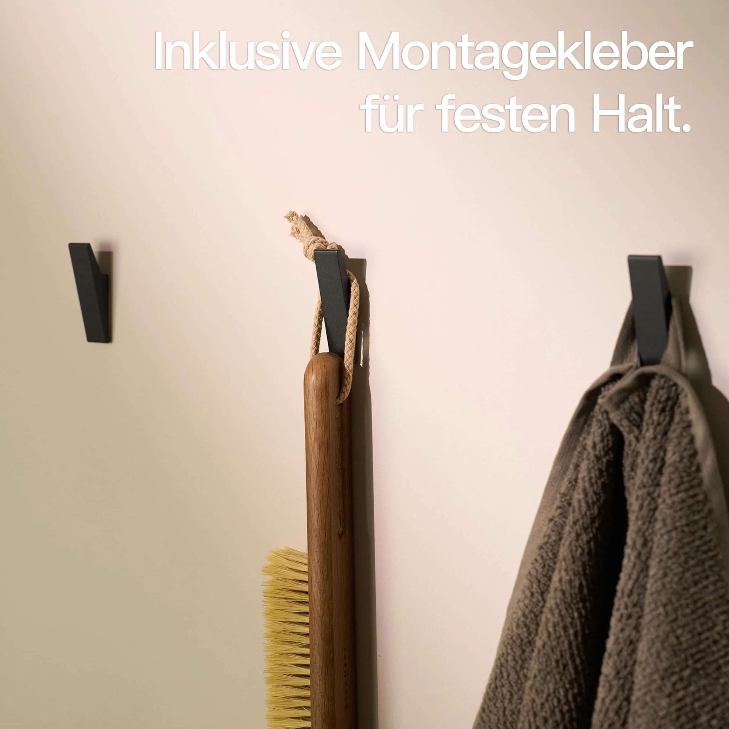 Designfabrik Hamburg Haki klejące | Haki na ręczniki bez wiercenia | Samoklejone mocne haki ścienne do łazienki i kuchni | Nowoczesny design | Matowo czarne