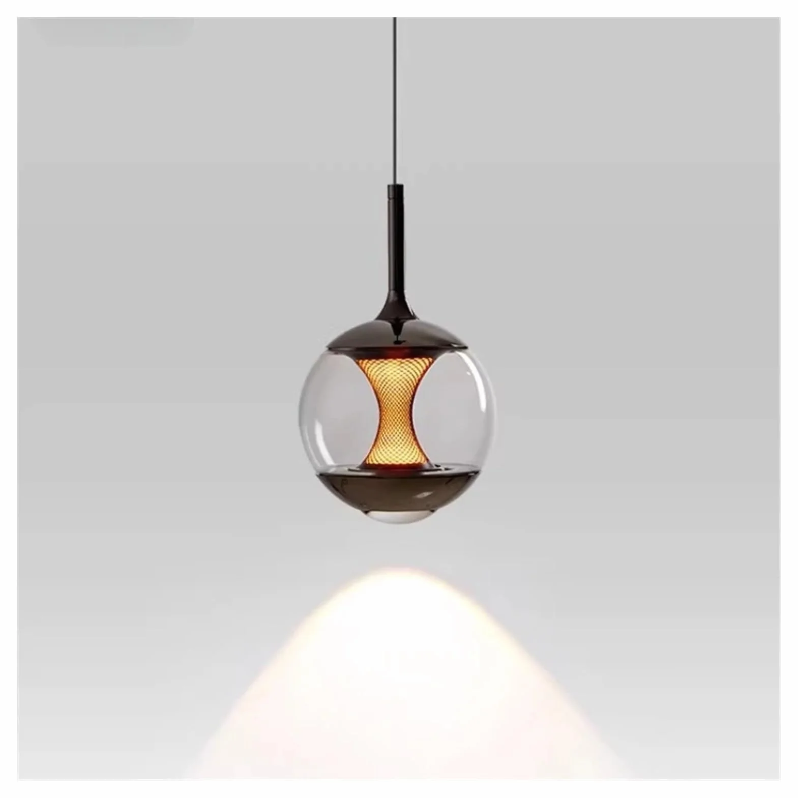 Lampa wisząca do sypialni, ze szklanym przewodem, regulowana i wisząca, idealna również jako lampa biurkowa do gabinetu, baru, blatu lub wyspy (podnoszona, z 3 trybami