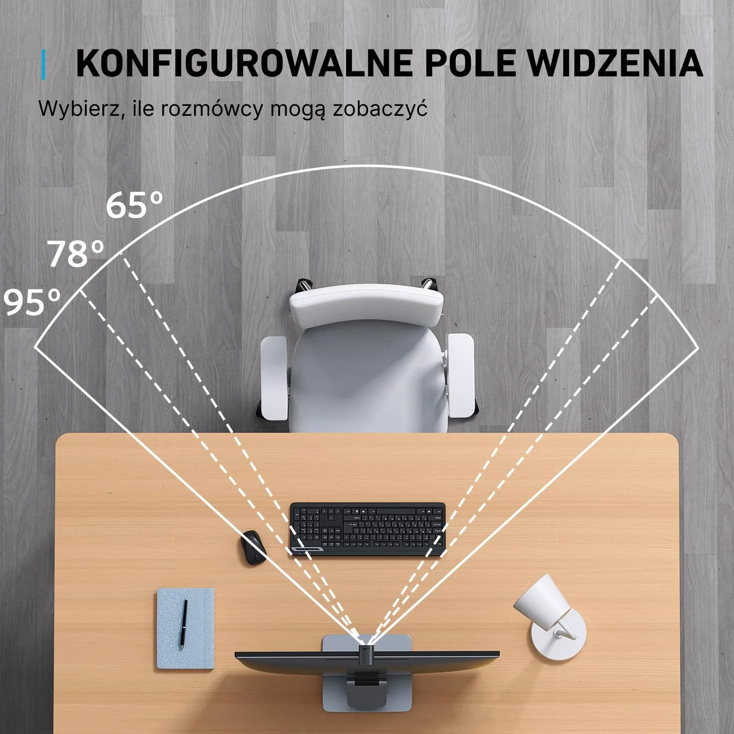 Anker PowerConf C200 2K kamera internetowa z redukcją szumów AI, mikrofony stereo, regulowane pole widzenia