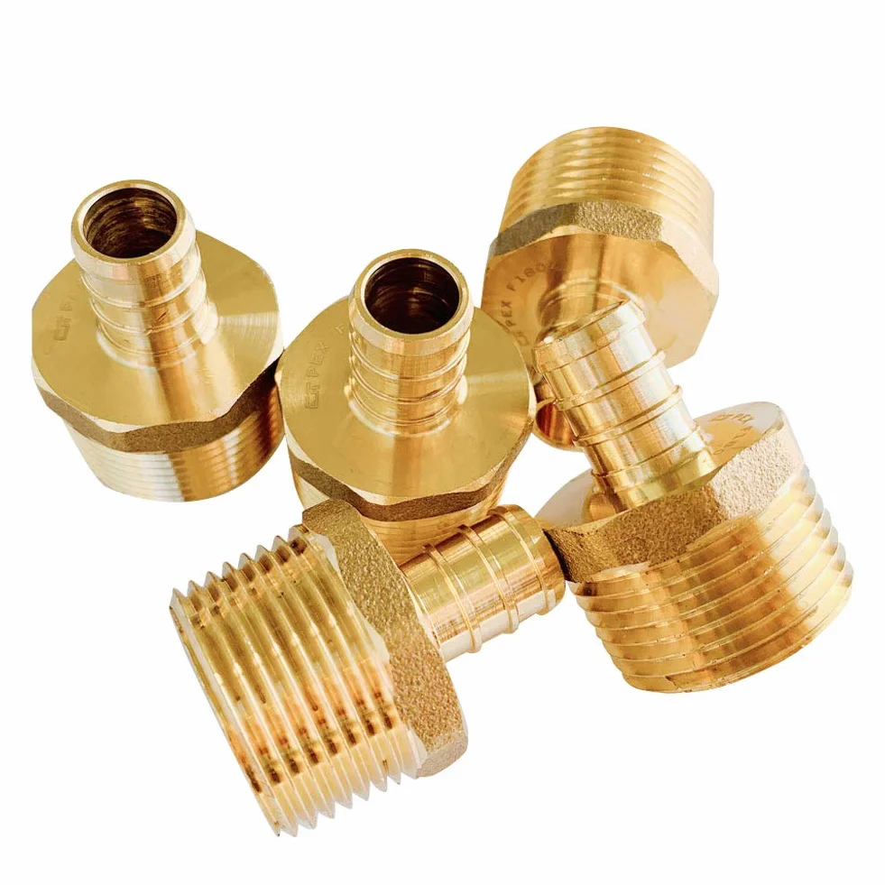 (5 szt.) EFIELD PEX 1/2 cala x 3/4 cala NPT męski adapter zaciskowy mosiężny (bez ołowiu) -5 sztuk