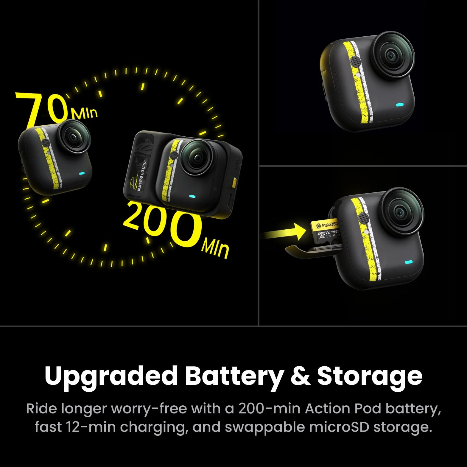 Insta360 GO Ultra Edycja Tadej Pogačar Mała kamera do vloggingu 4K, bez rąk, POV, 1/1,28", 53 g, 156°, 200 min, magnetyczna