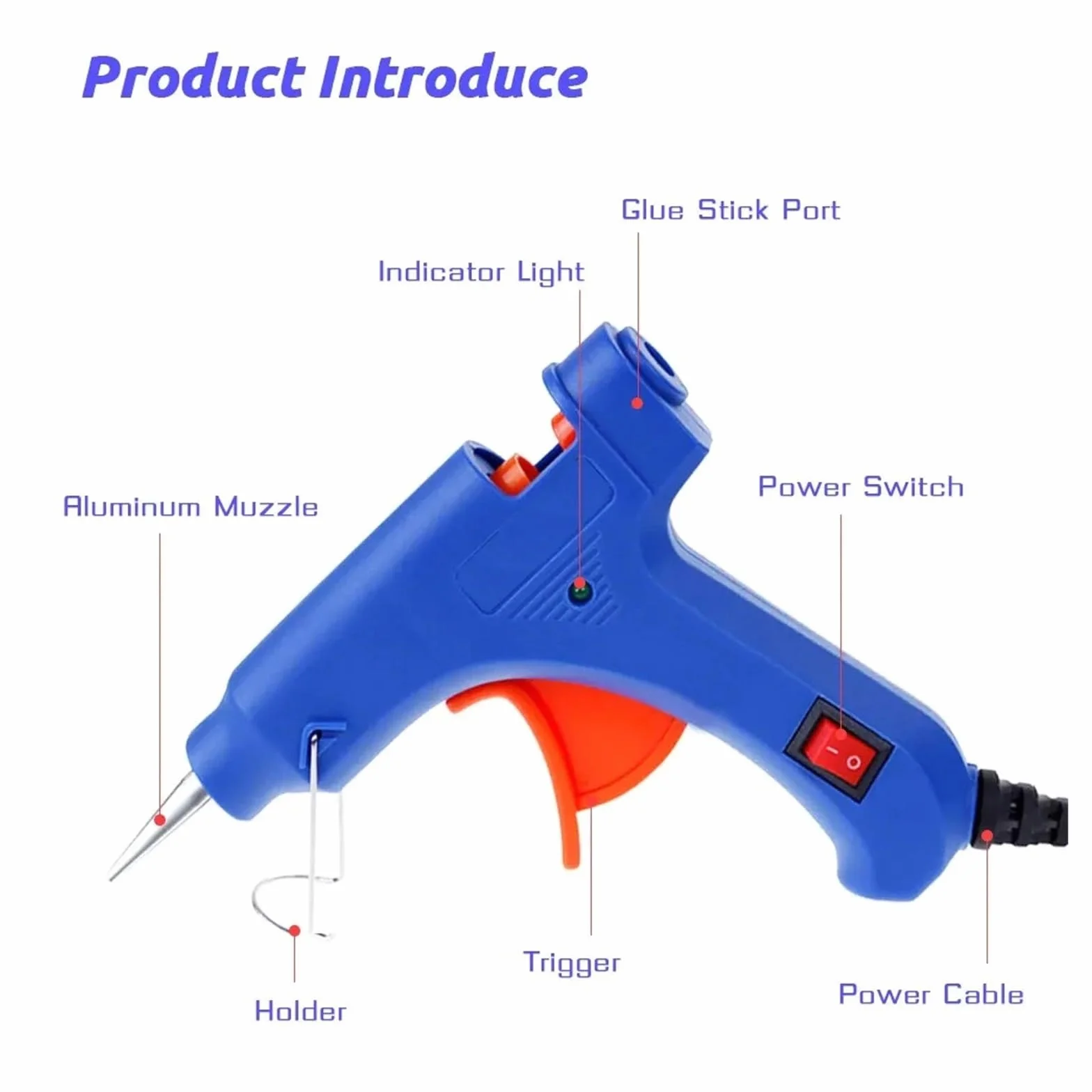 RUHEN Pistolet do klejenia na gorąco 20 W mini pistolety domowe DIY Termoelektryczne narzędzie do naprawy użyj patyczków klejowych 7 mm do projektów rzemieślniczych DIY i szybkich napraw w domu