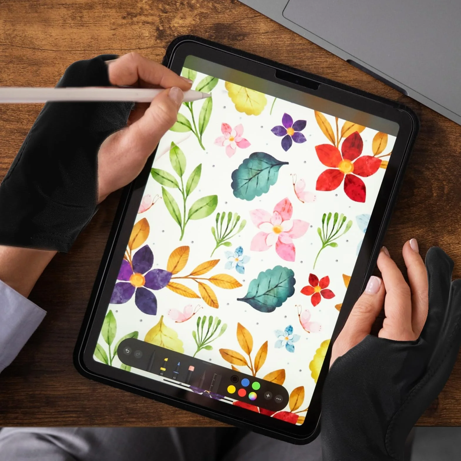 COMNICO 2-pak cyfrowych rękawic do rysowania, tablet do rysowania, rękawica dla artysty, miękka ochrona przed rozmazywaniem, dwa palce, artystyczna rękawica do ekspozycji długopisów, podkładka