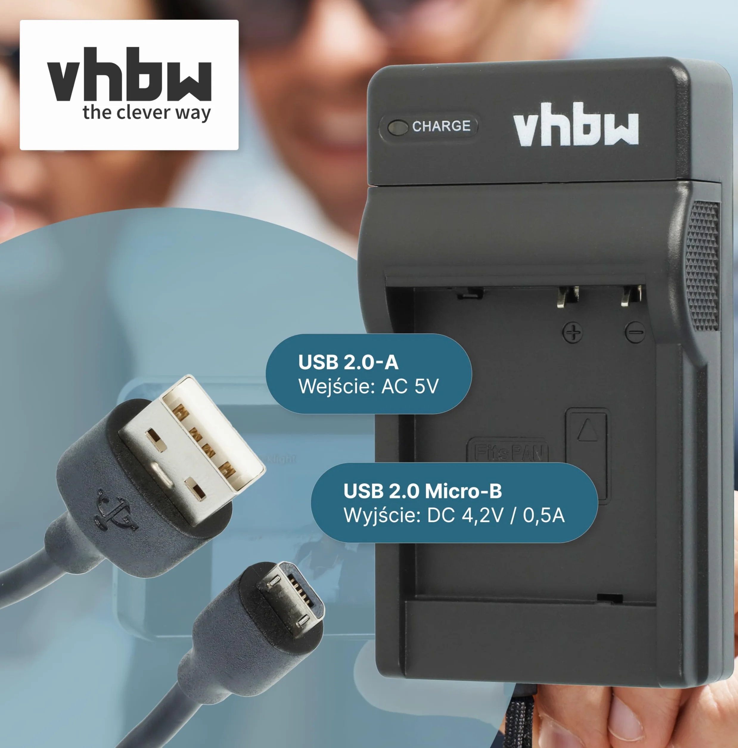 vhbw Ładowarka USB kompatybilna z aparatem Nikon CoolPix S200, S220, S225, S230, S3000, S4000, S500, S510, S5100, S570, S60, S600, S700, S80
