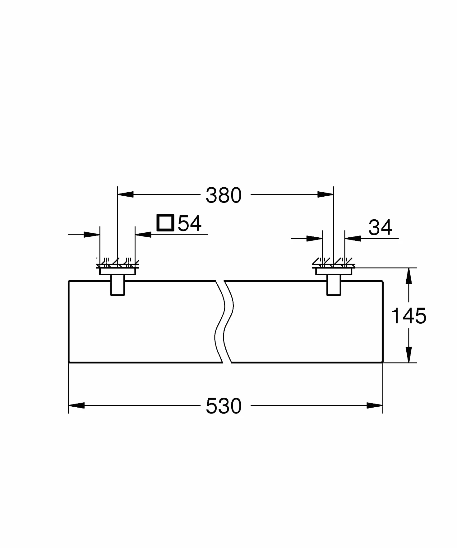 GROHE Start Cube QuickFix 41109000 półka łazienkowa, szkło, chromowane, do przyklejenia, 53 cm, chromowane (klej QuickGlue A2)