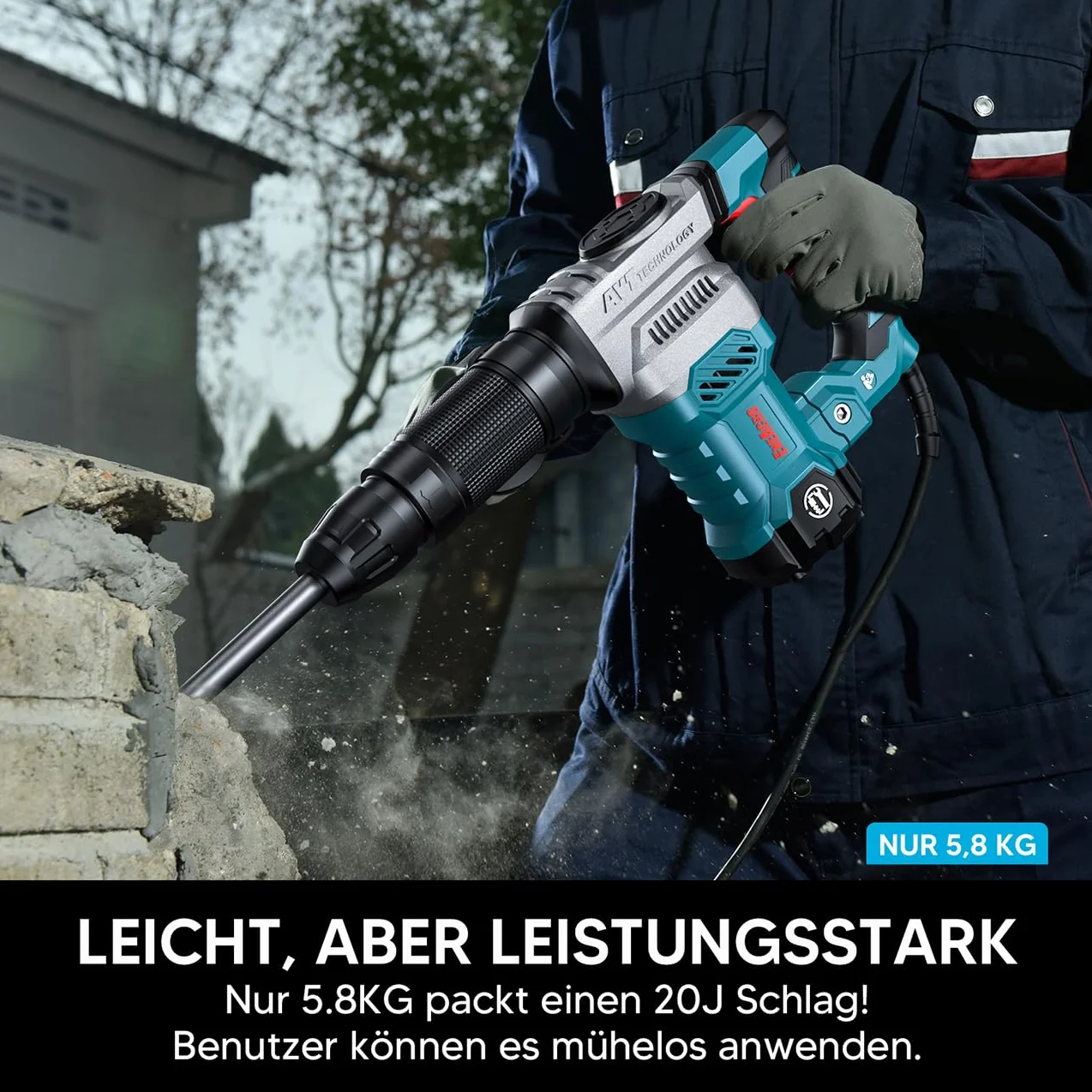 ENEACRO SDS-Max młot wyburzeniowy 1300 W 20 J elektryczny udarowy kontrola wibracji obudowa aluminium