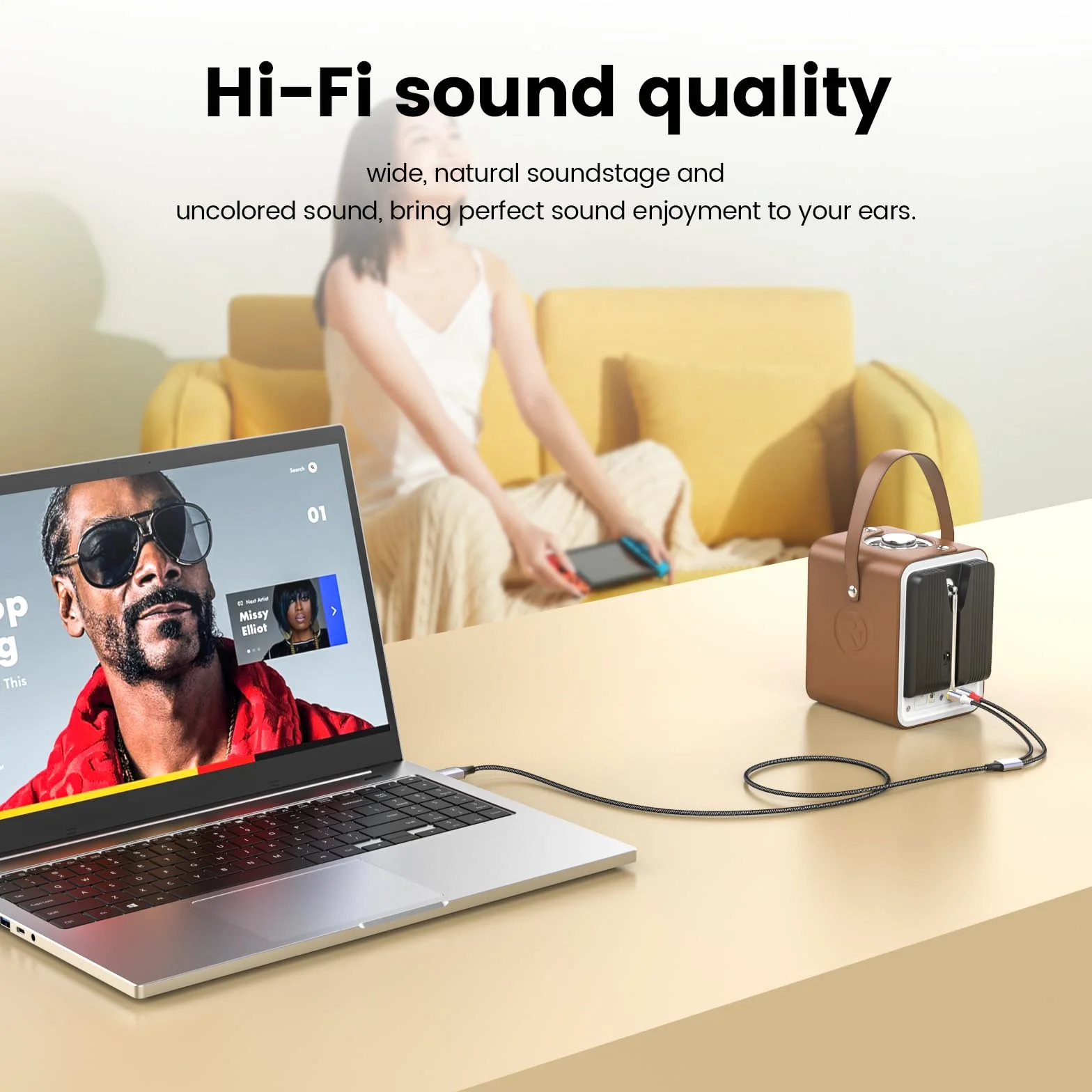 MOSWAG Konwerter kabla audio USB na RCA 1 m USB 2.0 na 2 wtyczki RCA