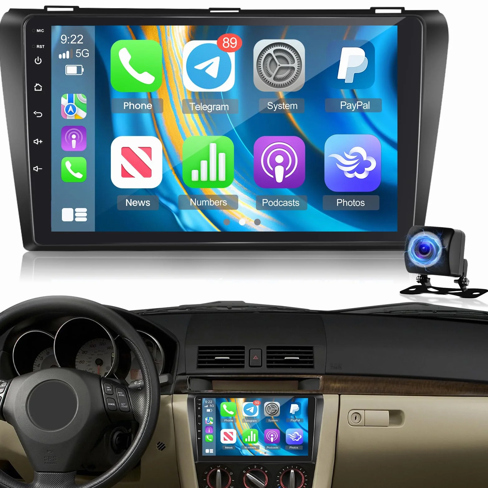 Android Radio do Mazda 3 2003-2009 9-calowy ekran dotykowy GPS CarPlay Android Auto