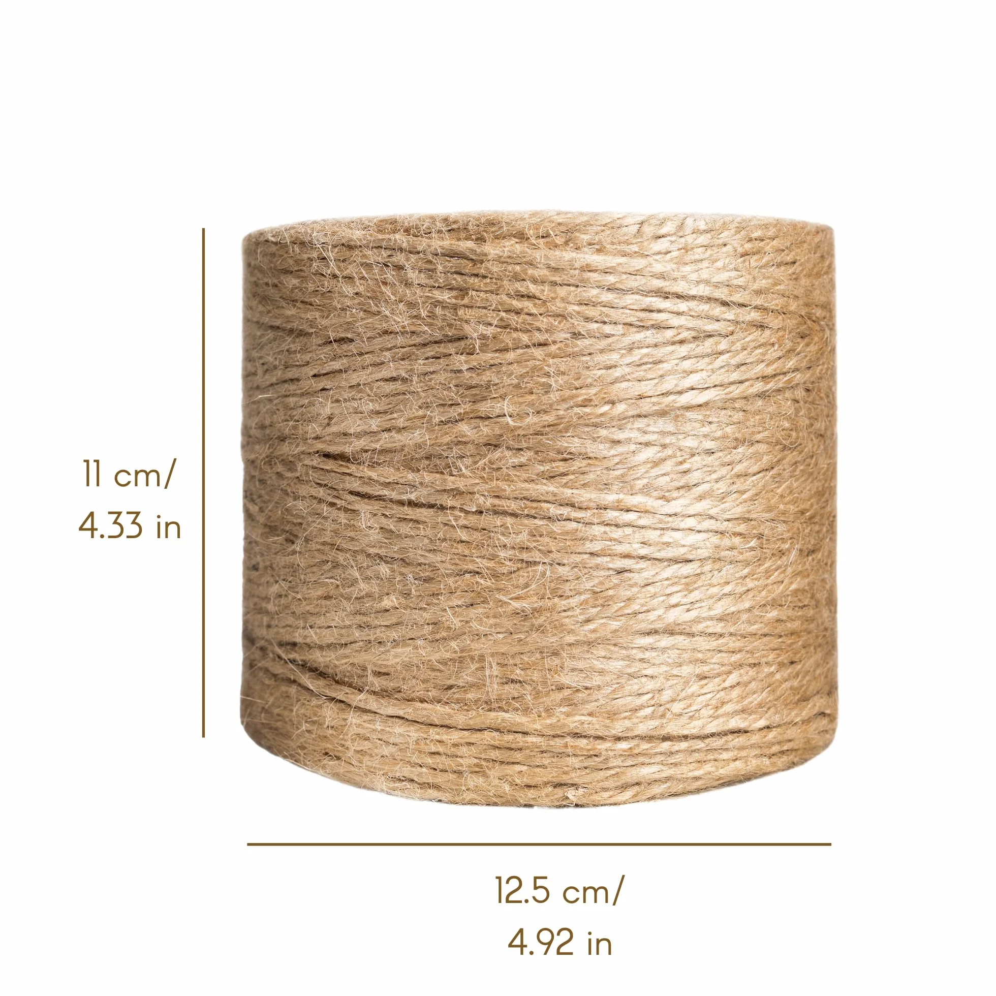 Creative Deco Naturalny Sznurek Jutowy Brązowy 2-3 mm | 300 m | Mocny Sznurek Skręcony z 3 Nici | Duża Szpulka | Idealny do Dekoracji, Prac Artystycznych, Rękodzieła, Pakowania Prezentów, do Kwiatów