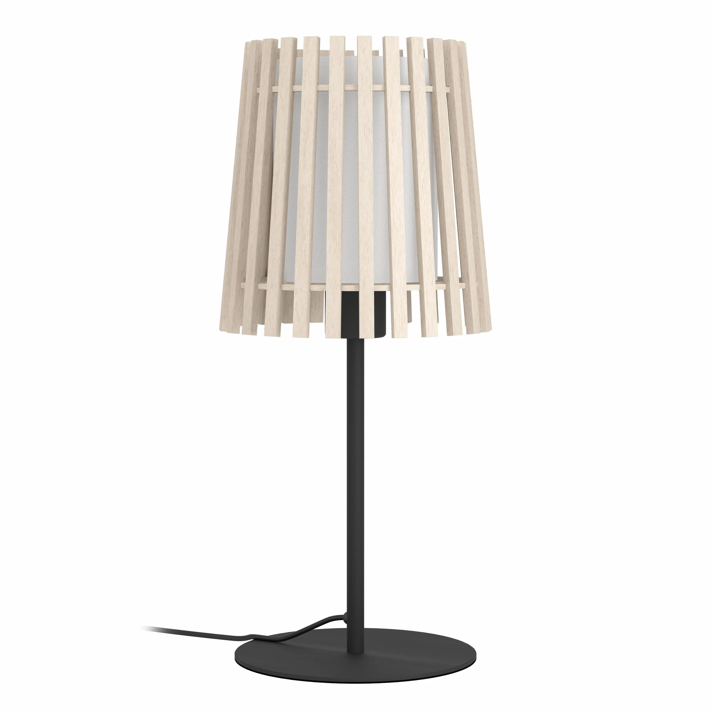 EGLO lampa stołowa Fattoria, naturalna lampka nocna | lampka z jasnego drewna i białej tkaniny, oświetlenie do salonu i sypialni, oprawa E27
