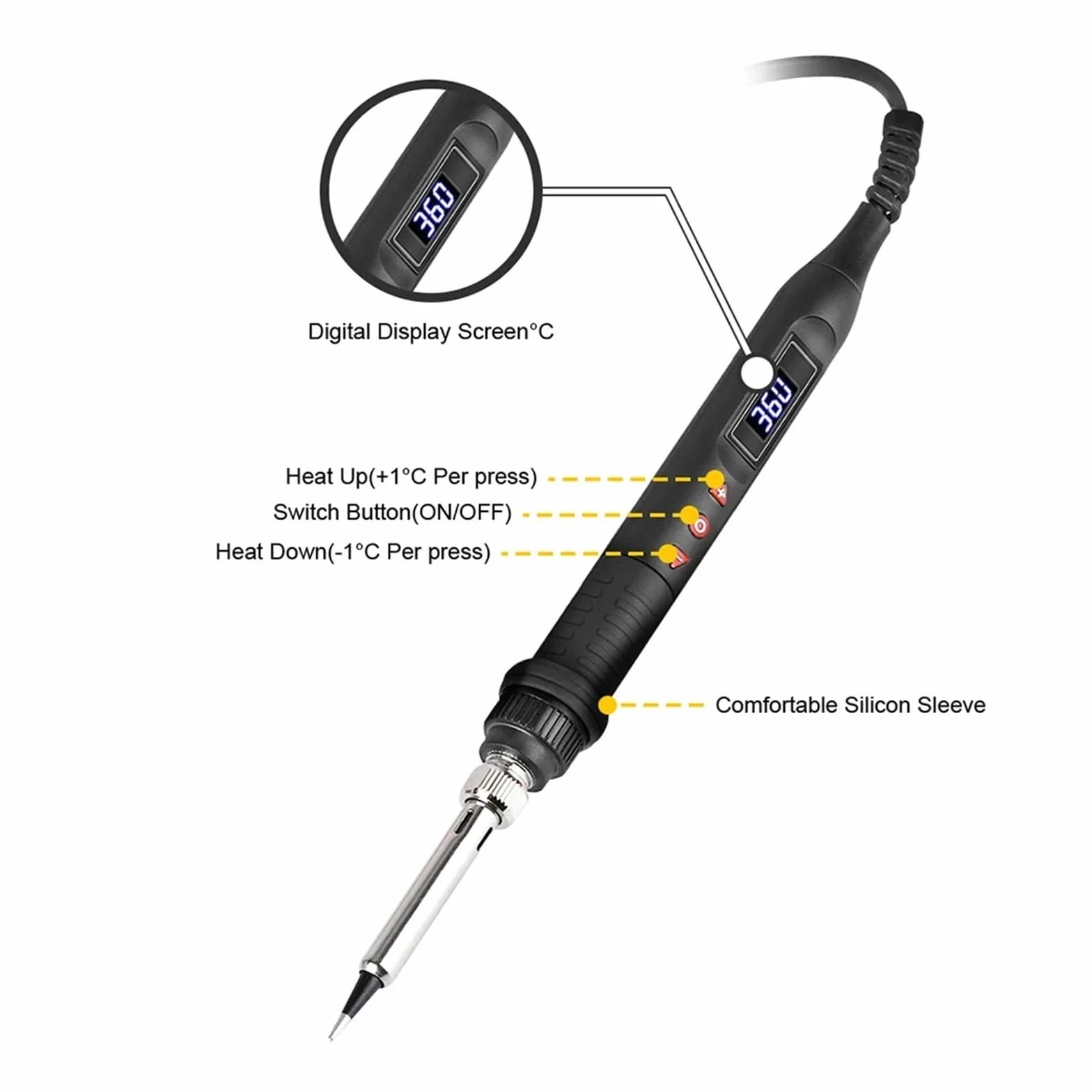 Zestaw Lutownicy 80W Cyfrowy Wyświetlacz LCD Regulacja Temperatury Z Przełącznikiem Przenośne Narzędzia Spawalnicze(Set5)
