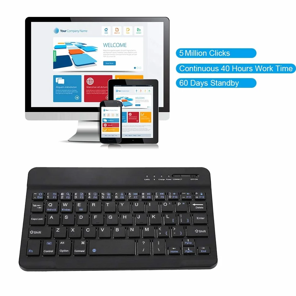 Mini ultracienka klawiatura Bluetooth 7 cali do Android iOS