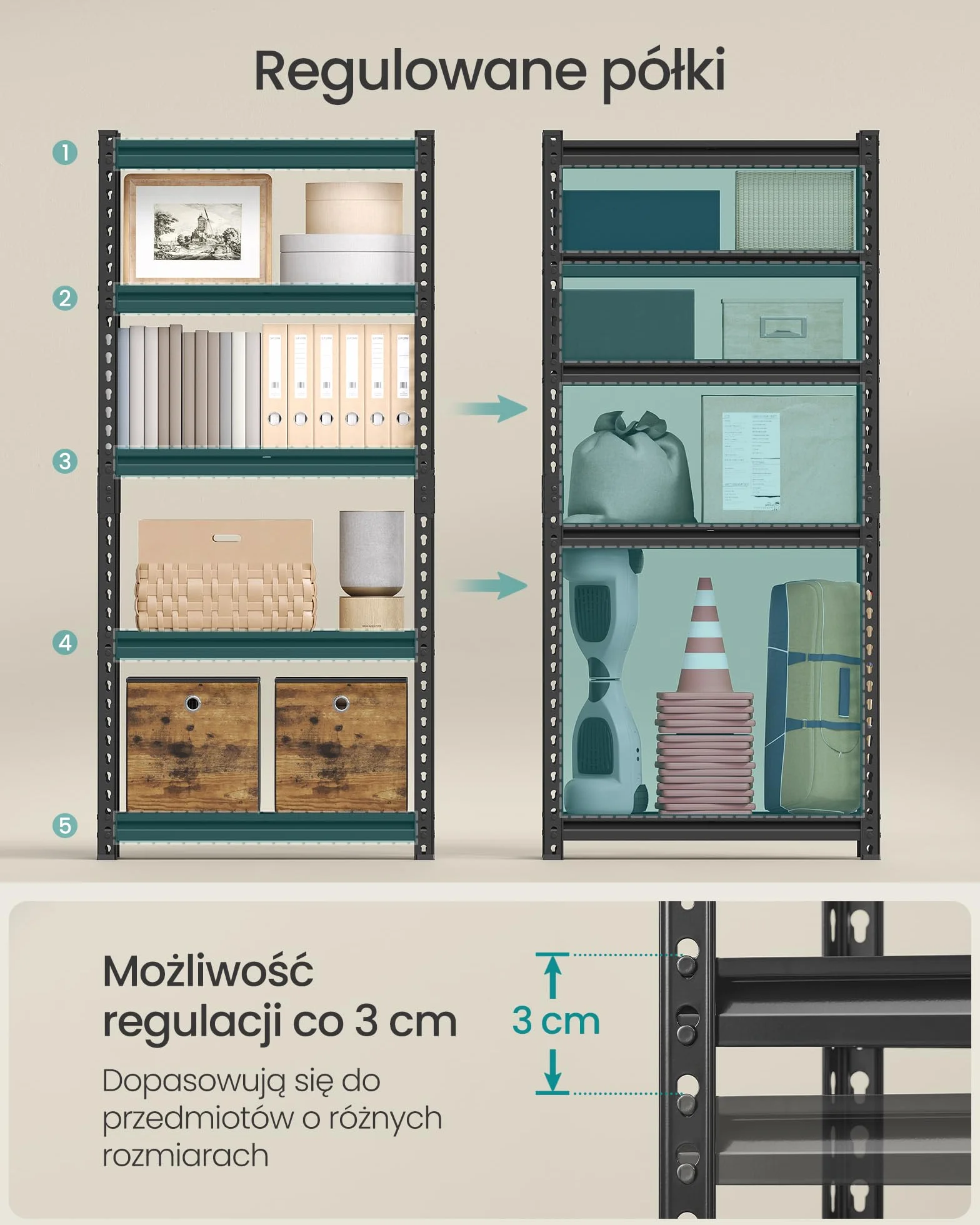 SONGMICS Regał do dużych obciążeń, zestaw 2 sztuk, regał stojący, regał magazynowy, regał kuchenny, 5 półek, 30 x 75 x 150 cm, obciążenie do 875 kg, do piwnicy, kuchni, gabinetu, czarny GLR302B01