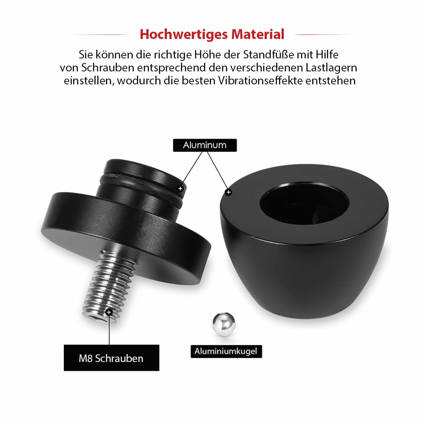 Tertullus 4 sztuki nóżek głośnikowych czarne tłumiki aluminiowe absorberów