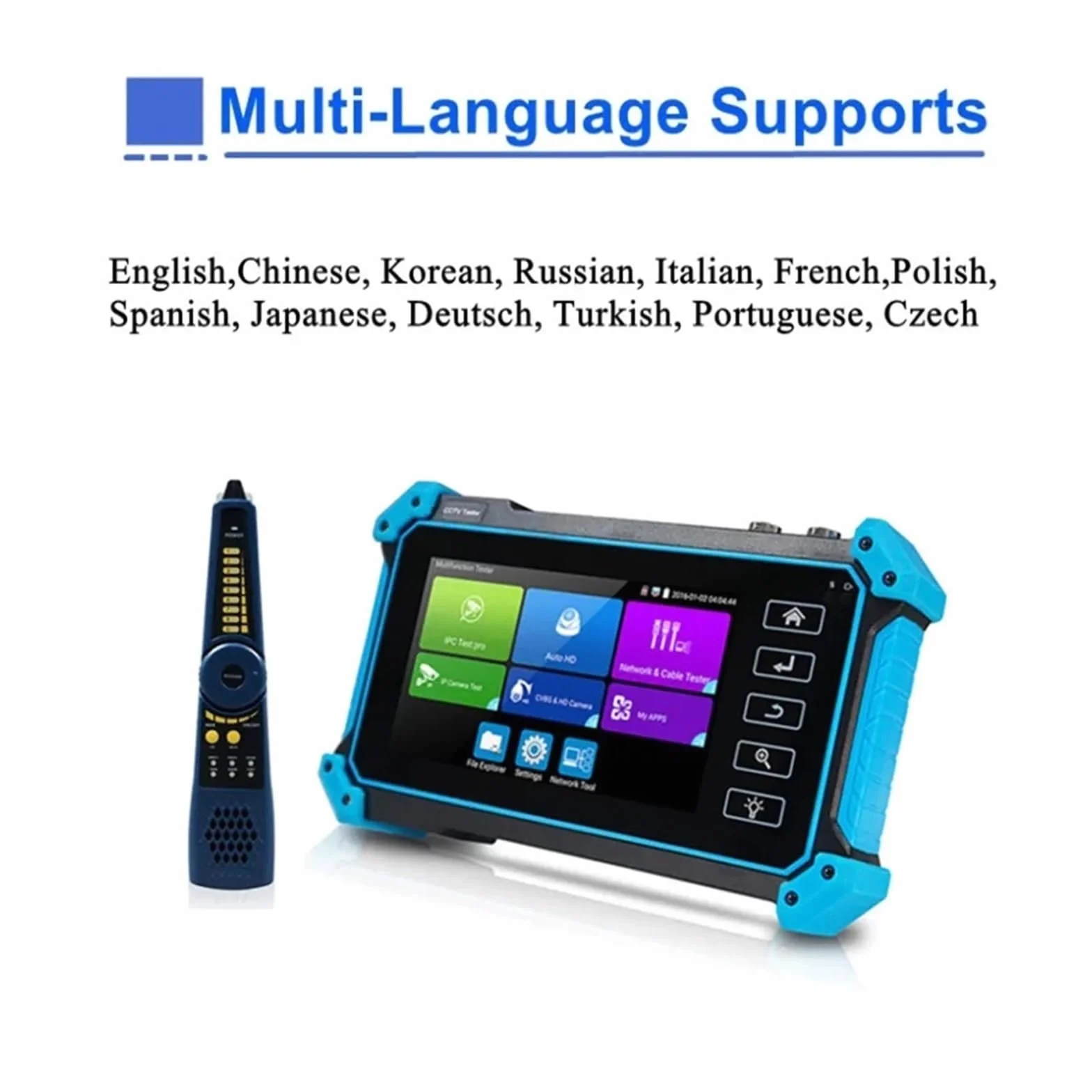 Tester CCTV, IPC5200C Tester monitora CCTV 4K | Z Tester kamery IP Analogowy tester monitoringu wideo CCTV IP PoE RJ45 Test kabla TDR do testowania kamer CCTV i IP.